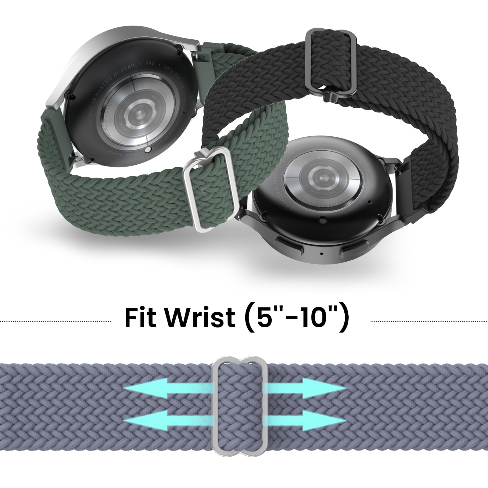 Delidigi 20mm Cinturino Compatibile con Samsung Galaxy Watch 6/5/4 40mm 44mm/Watch 6 Classic 43mm 47mm/Watch 5 Pro 45mm/Watch 4 Classic 42mm 46mm/Watch Active 2, Nylon Regolabile Sport Cinturino