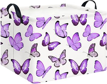 CLOCOR Rectangular Storage Basket,Collapsible Storage Bin,Gift BasketDeeppurple Butterfly