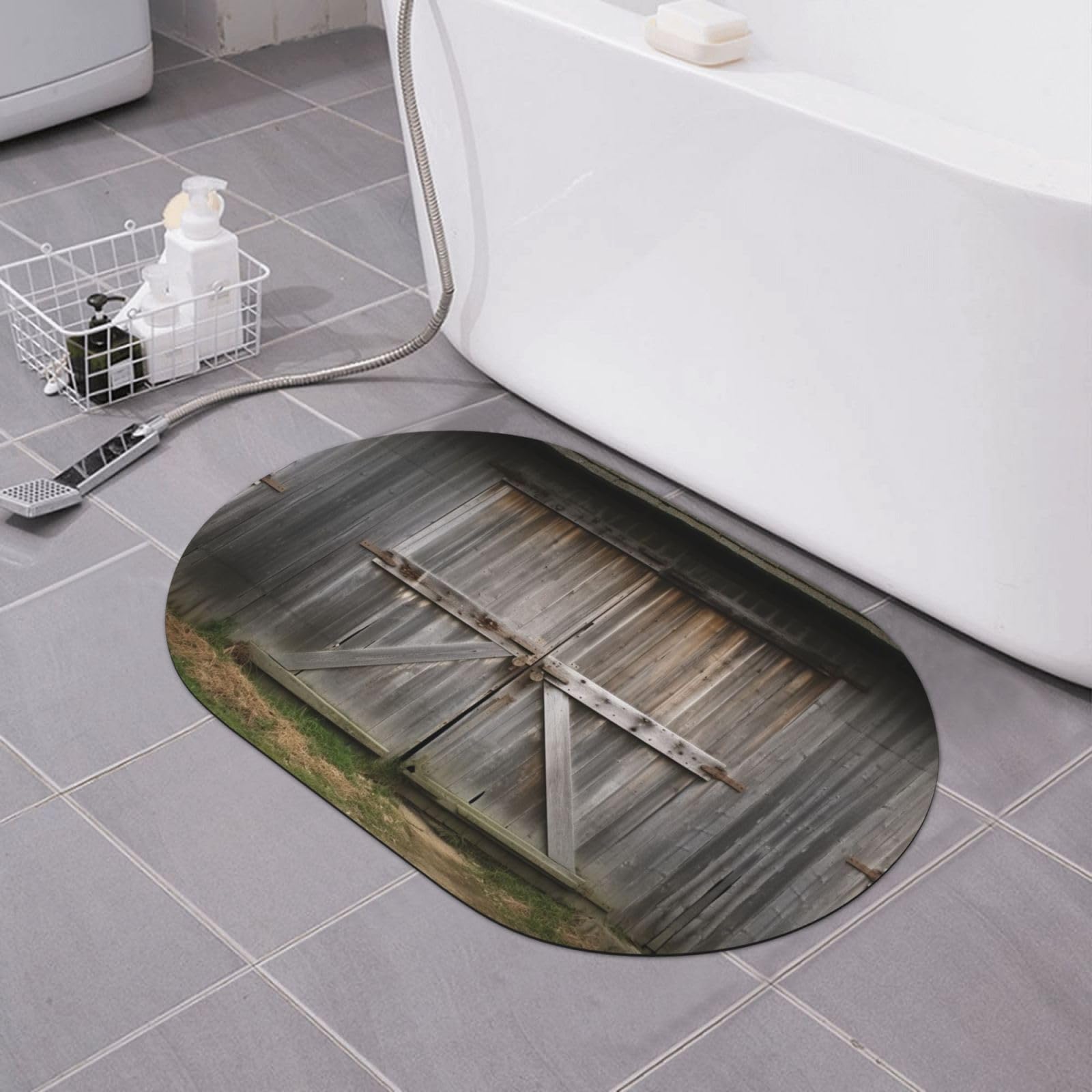 Tapis de bain antidérapant super absorbant Old Barn Doors 40x60 cm pour douche et entrée