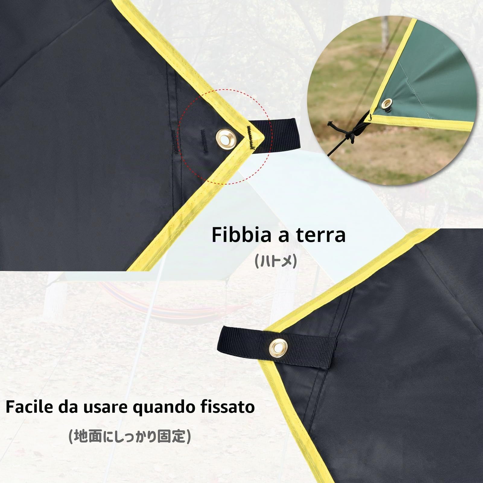 Azarxis Telone Impermeabile Esterno Telo Occhiellato da Campeggio Telo Ombreggiante Parasole Telo Copri Veranda Tenda Amaca (Verde, L - 2,4 x 2,2 m)