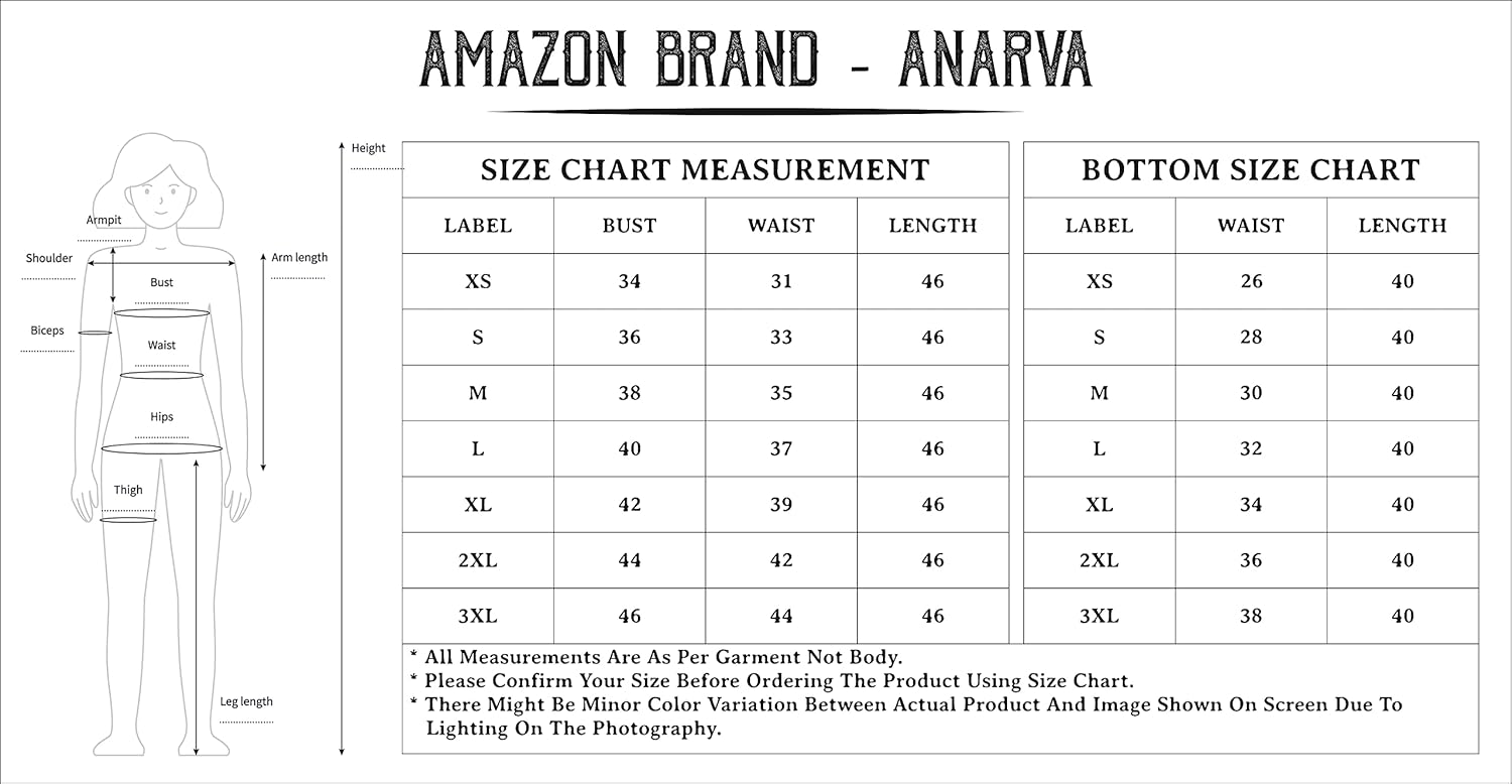 Amazon Brand - Anarva Jaipuri Cotton Printed Straight Kurta with Palazzos Set for Women offers donot miss