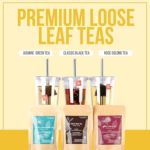 Miniatura 19 de YUMBUCHA Boba Kit - Kit de fabricación de té Boba DIY con perlas de fresa oolong y tapioca - Crea 10 deliciosas bebidas - Exquisitas bolsitas de té