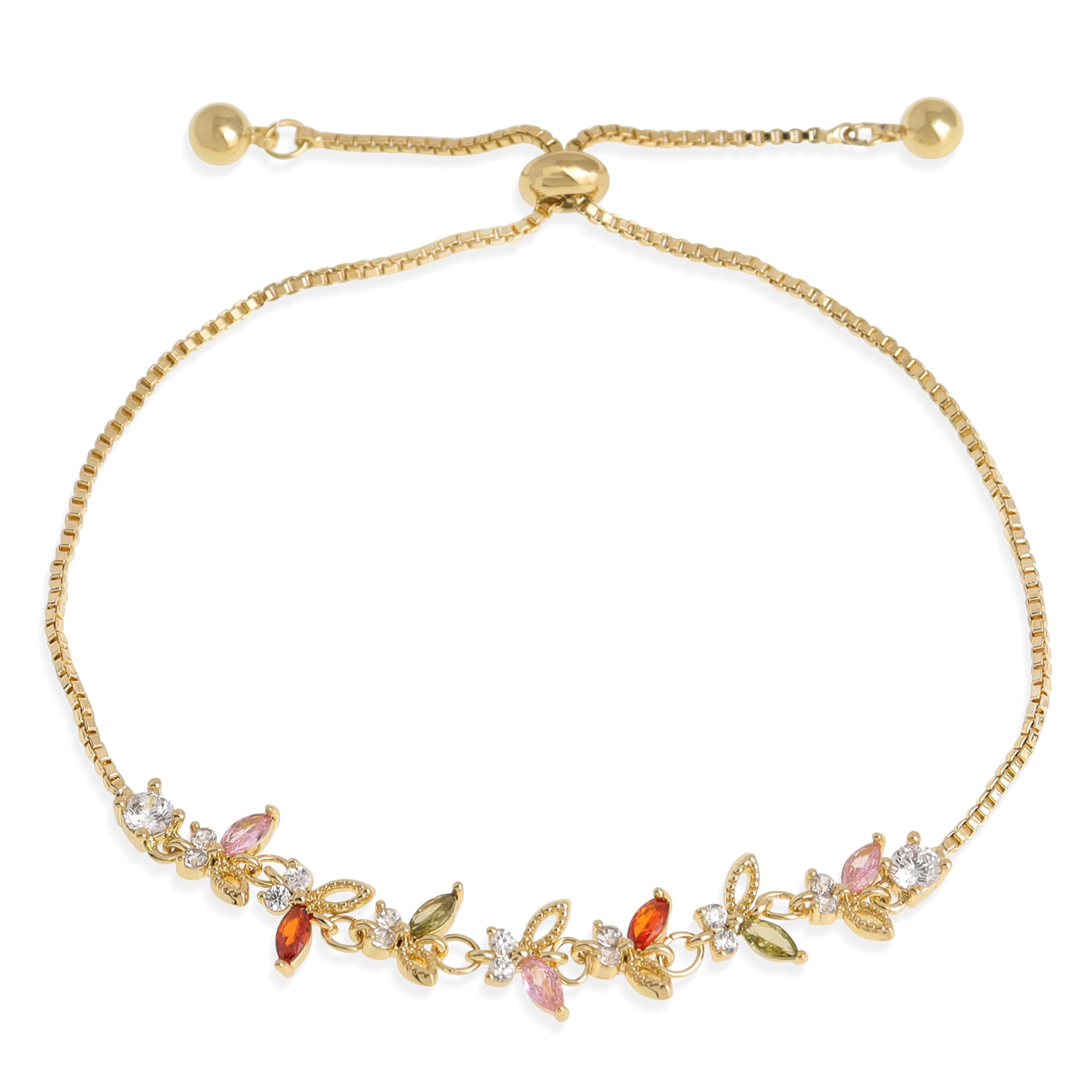 Agriajun Gold Tennis Bracelet for Women Adjustable Slider Shiny Cubic Zirconia CZ Rhinestone Gemstone Chain Summer Bracelets Jewelry Gifts