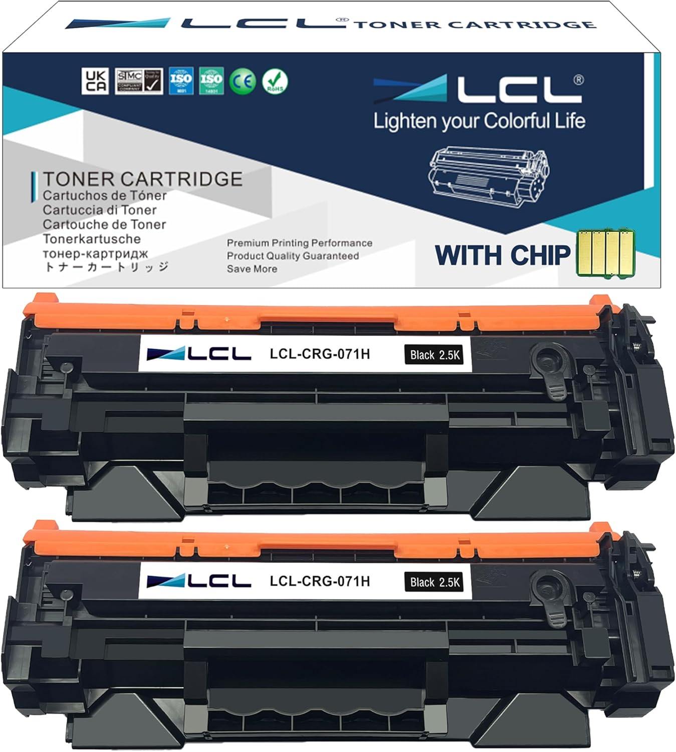 LCL Compatible 071 071H CRG071H High Capacity Toner Cartridge(Indicate Toner Level) Replacement for Canon LBP122dw LBP122 LBP120 MF270 MF273dw MF272dw MF275dw Printer Support for Fax (2-Pack Black)