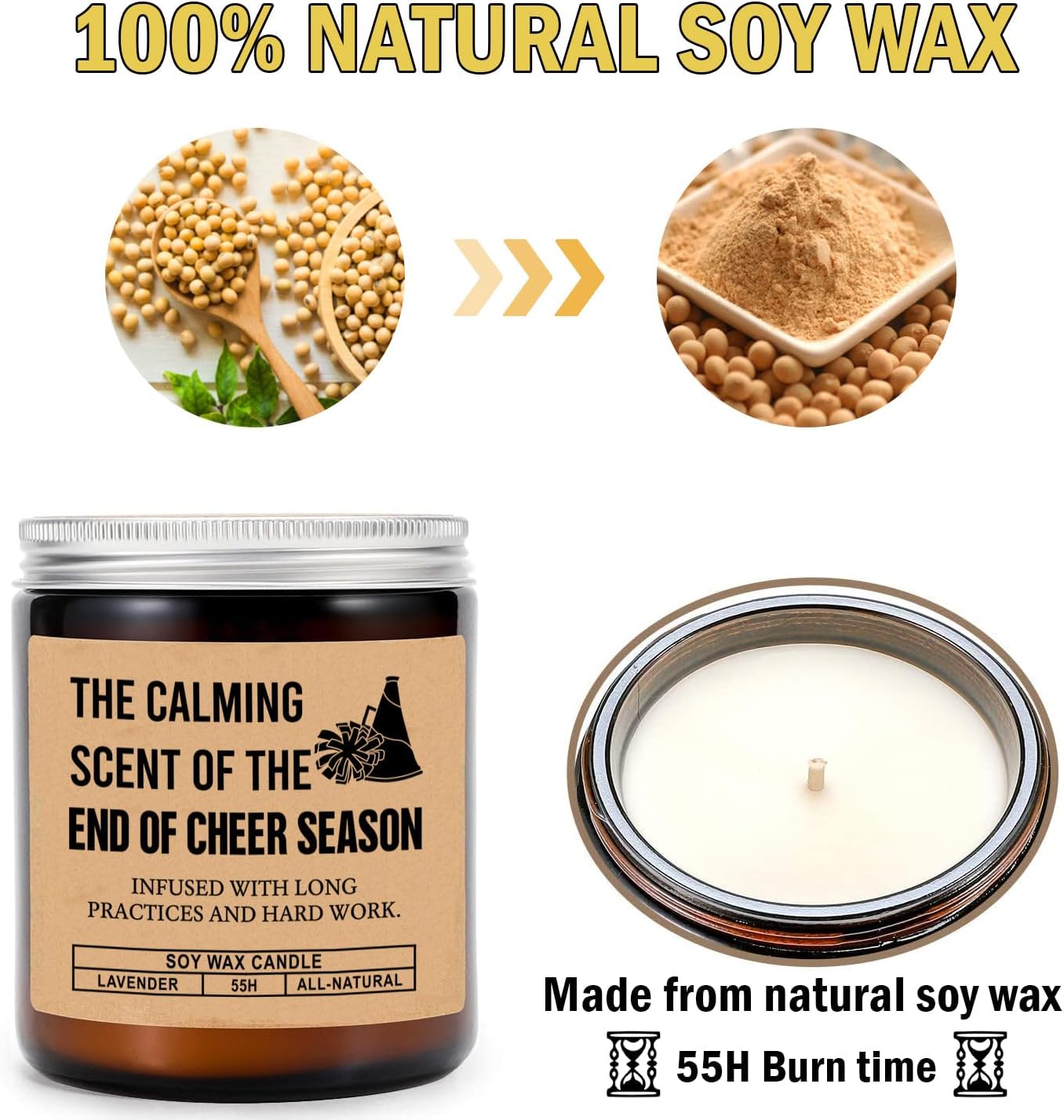Calming Season's End Candle - Funny Cheer Coach Gift - Lavender Scented Soy Wax Candle image 3