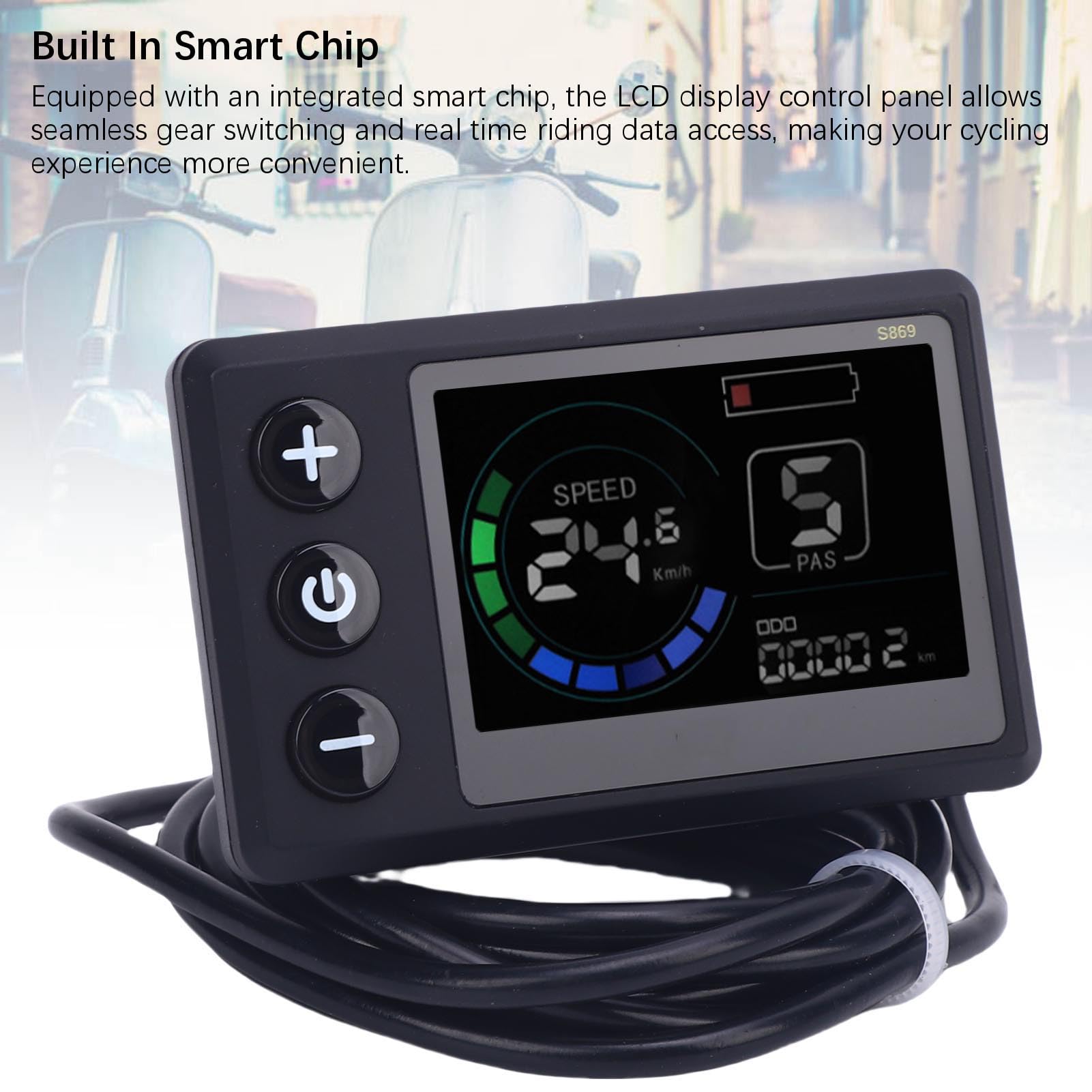 BuyWeek Kit de Controlador de Scooter Eléctrico Controlador de Onda Sinusoidal, 36V 48V 17A 3 Modo con S869 LCD Display y 130X Acelerador de Pulgar