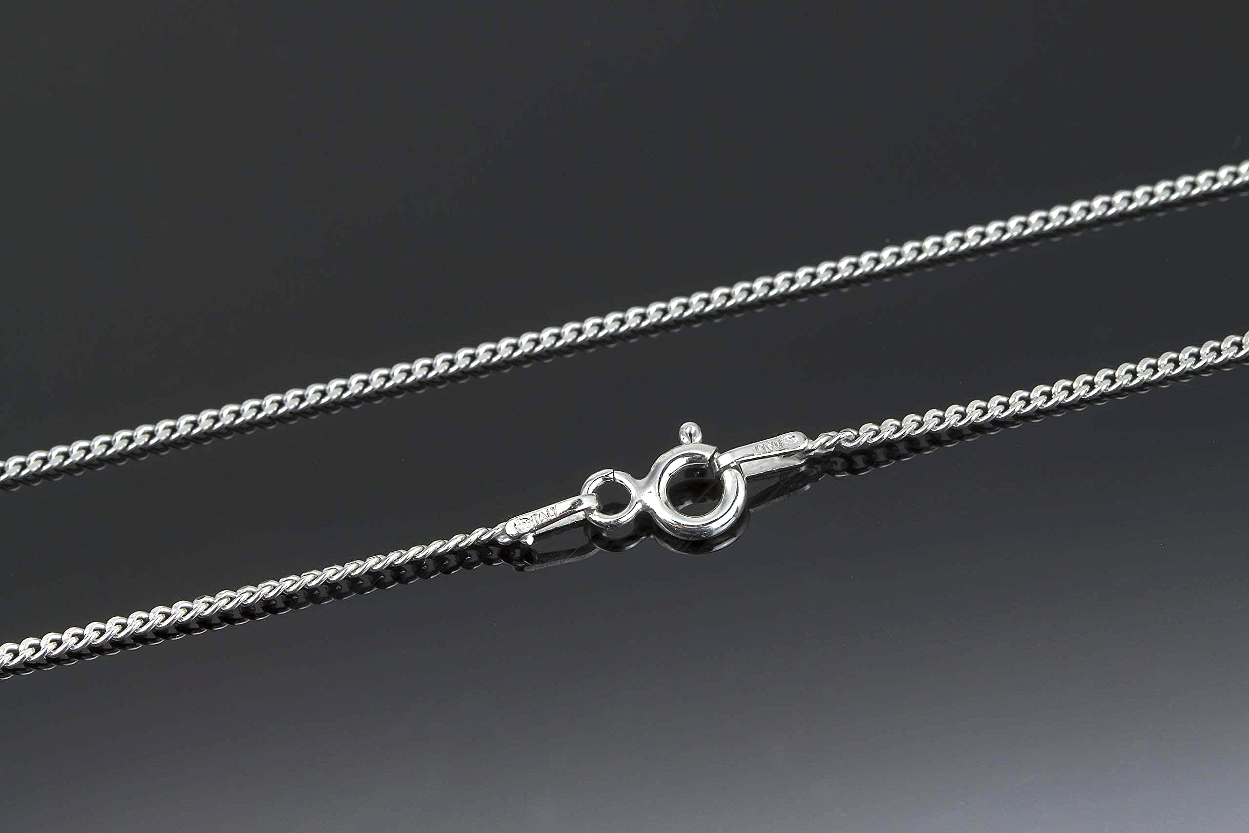 Aka Gioielli Cadena Barbada Plata de Ley 925 Rodiada Collar Mujer Hombre 1.3 mm 80 cm