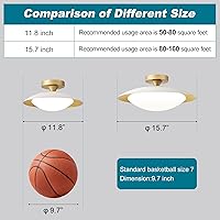 Vista 9 de Dimmable Mid Century Modern Semi Flush Mount Ceiling Light with Acrylic Shade,White Gold LED Ceiling Light,5CCT 2700K-6000K Light Fxiture for