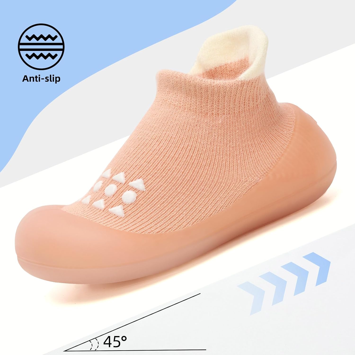 BACSAC Infant Walking Shoes Baby Sock Shoes with Soft Rubber Sole, Non-Slip Toddler Slippers for boys and girls, Breathable Sneakers