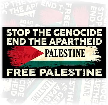 Stop The Genocide End The Apartheid Free Palestine | Bumper Sticker or Car Magnet | Vintage Palestine Flag Magnetic Decal for Trucks Cars [7.5x3.75]