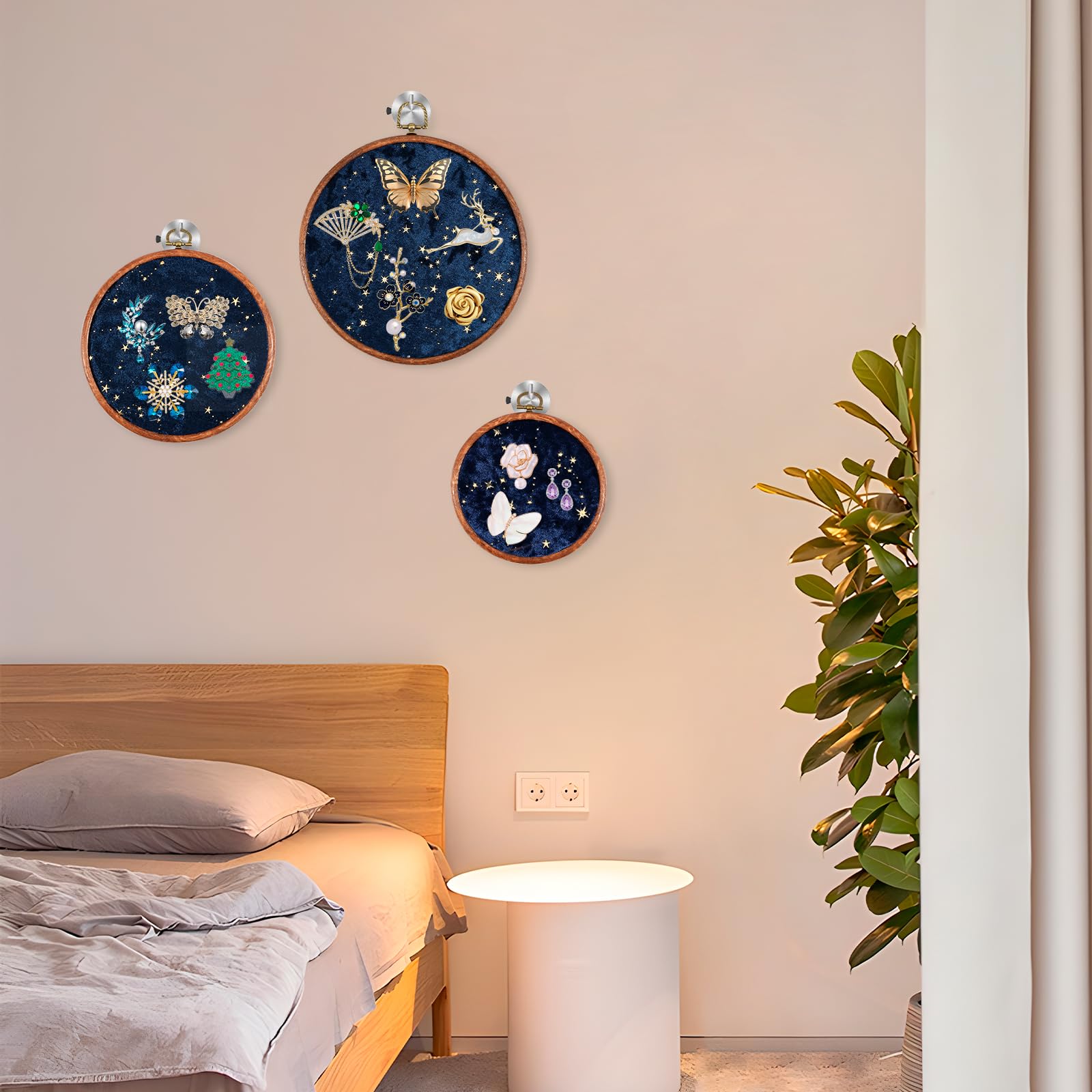 3 Pcs Corduroy Pin Display Board Retro Enamel Pin Display Beautiful Pin Holder Display 3 Size Enamel Pin Collection Holders Wall Hanging Brooch Display for Brooches Enamel Pin Necklace Jewelry (Black)