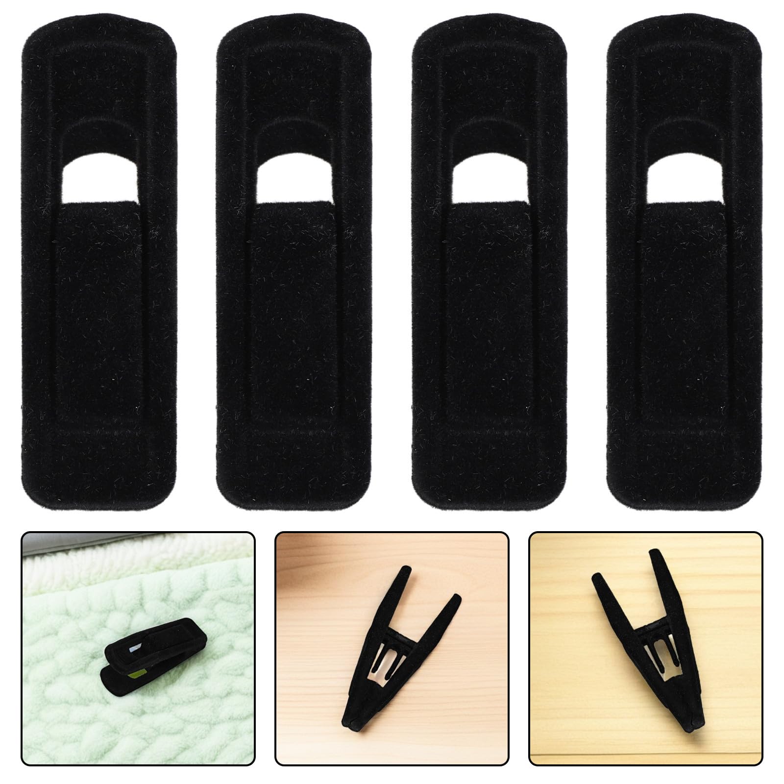 50 Piezas Pinzas de Terciopelo para Ropa de Plástico Negro
