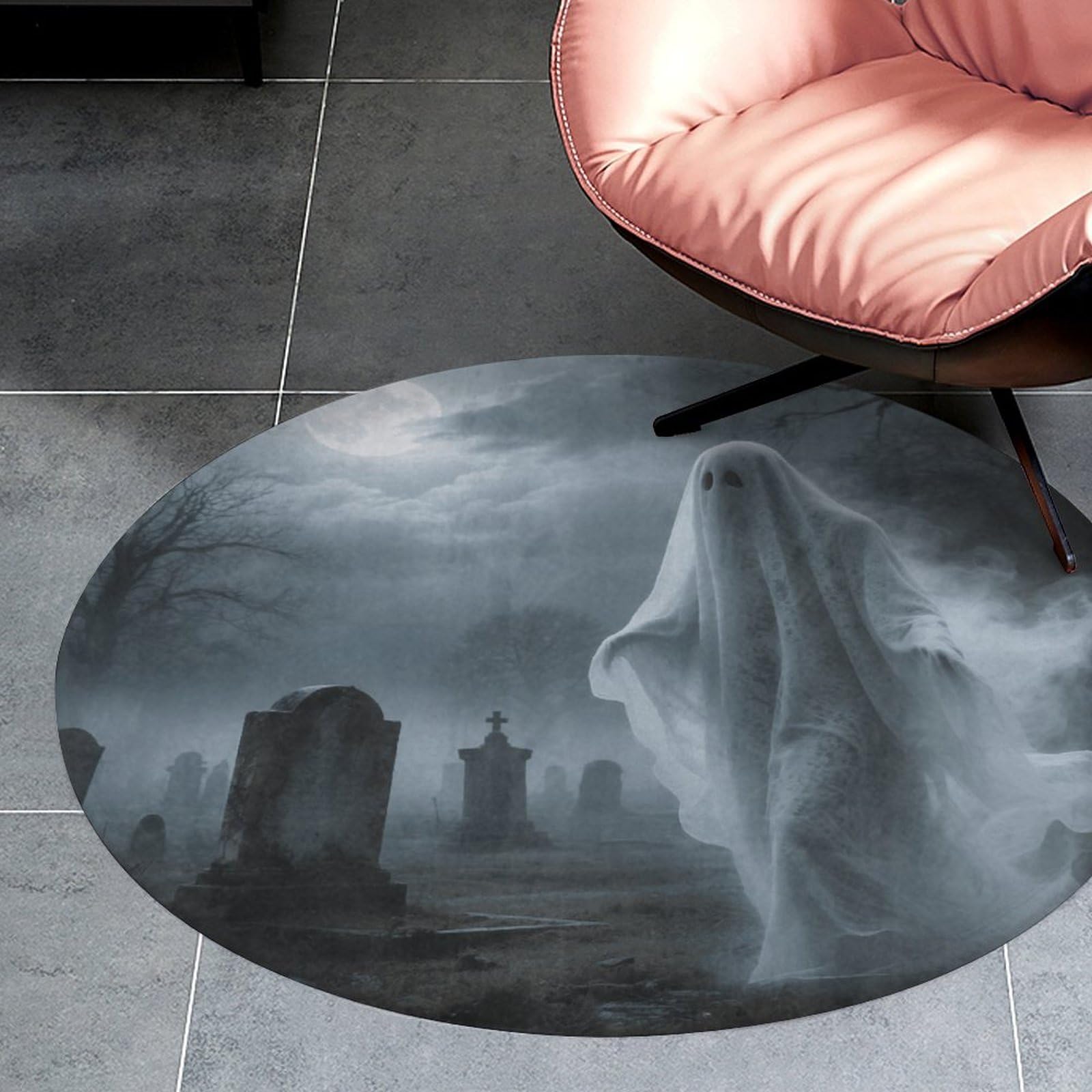 Tapis rond anti-glisse en velours de corail pour sécuriser l'entrée et la cuisine