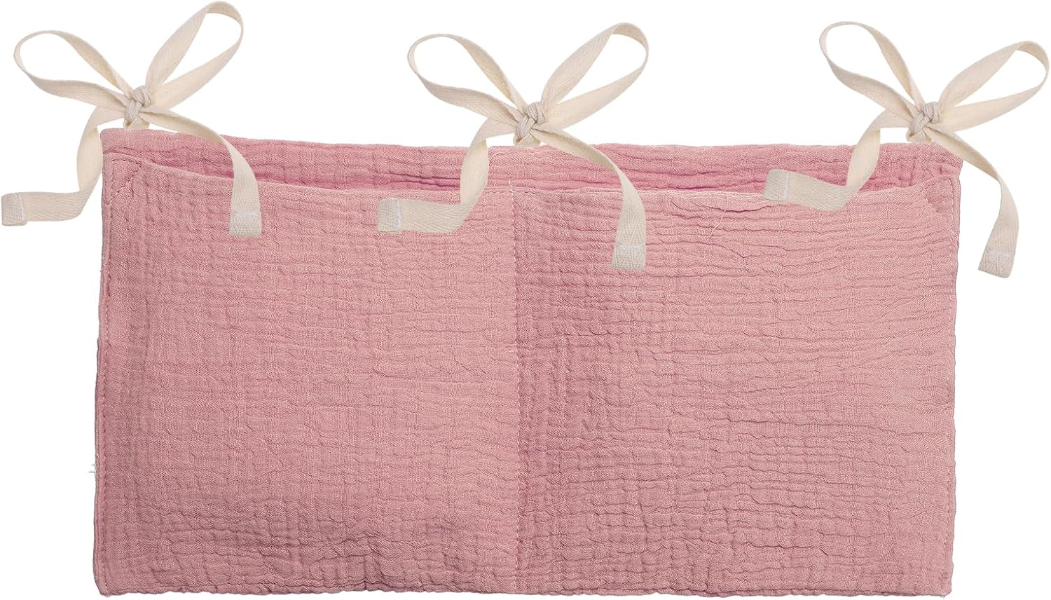 PATIKIL Bedside Hanging Bags, Cotton Milk Bottle Bib-Storage Bag 2 Pockets Nursery Organizer for Bed, Deep Pink