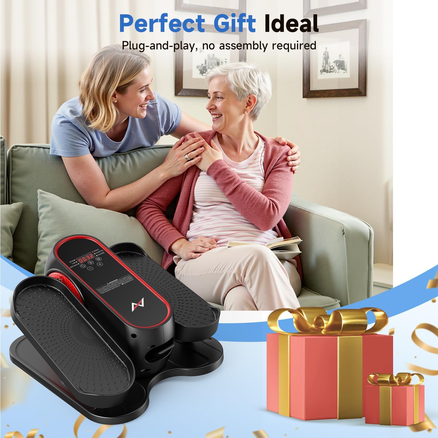 AXV Under Desk Elliptical Exercise Machine,Electric Ellipse Leg Exerciser As Seen On TV,Training Machines While Sitting for Seniors Home,Portable, Quiet, with Remote Control