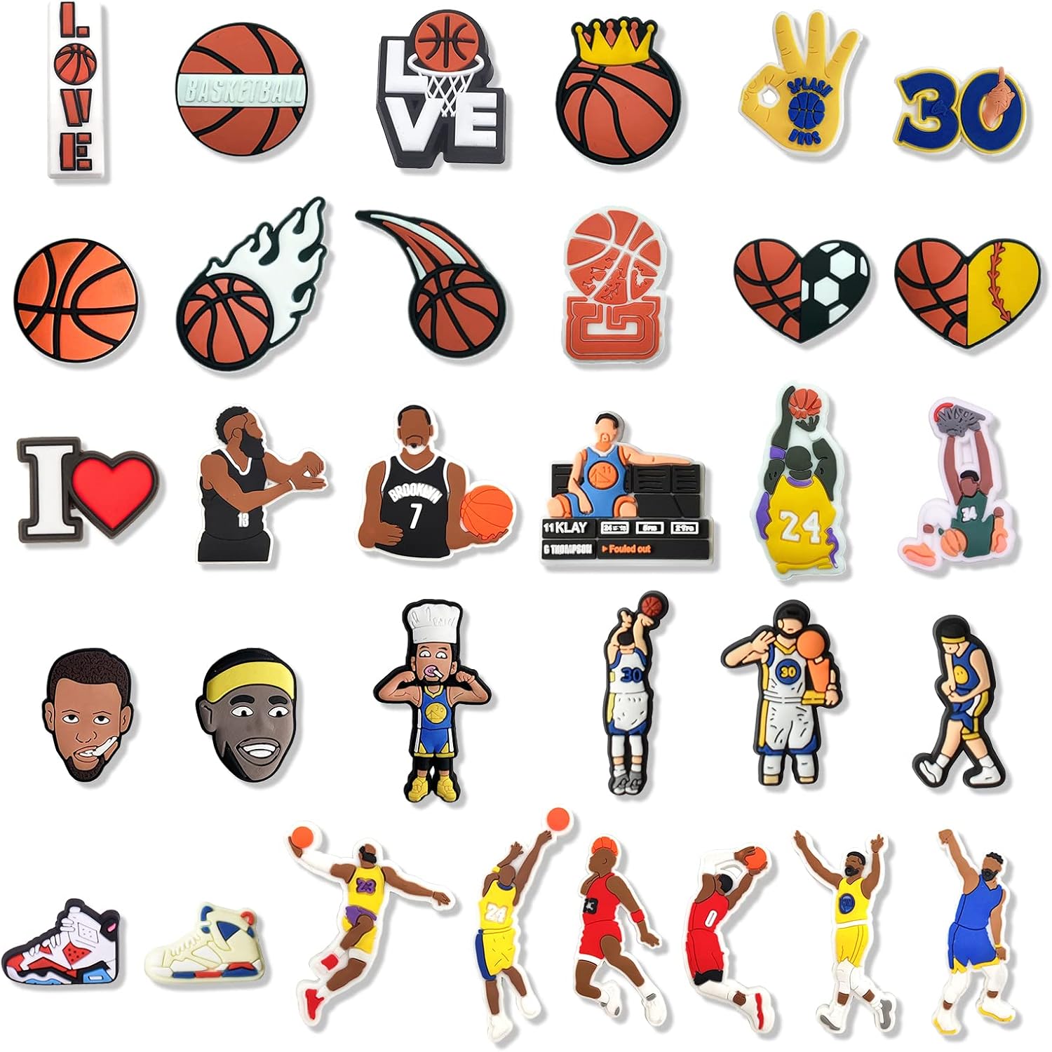 32Pcs Basketball Croc Charms for Boys Basketball Shoe Charms Sports Croc Charms Shoe