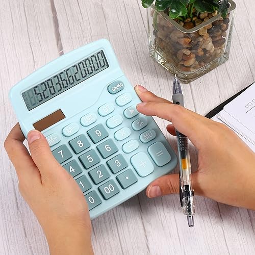 Miniatura 7 de PATIKIL Calculadora de escritorio paquete de 2 unidades de función estándar de 12 dígitos pantalla LCD grande calculadora electrónica batería solar