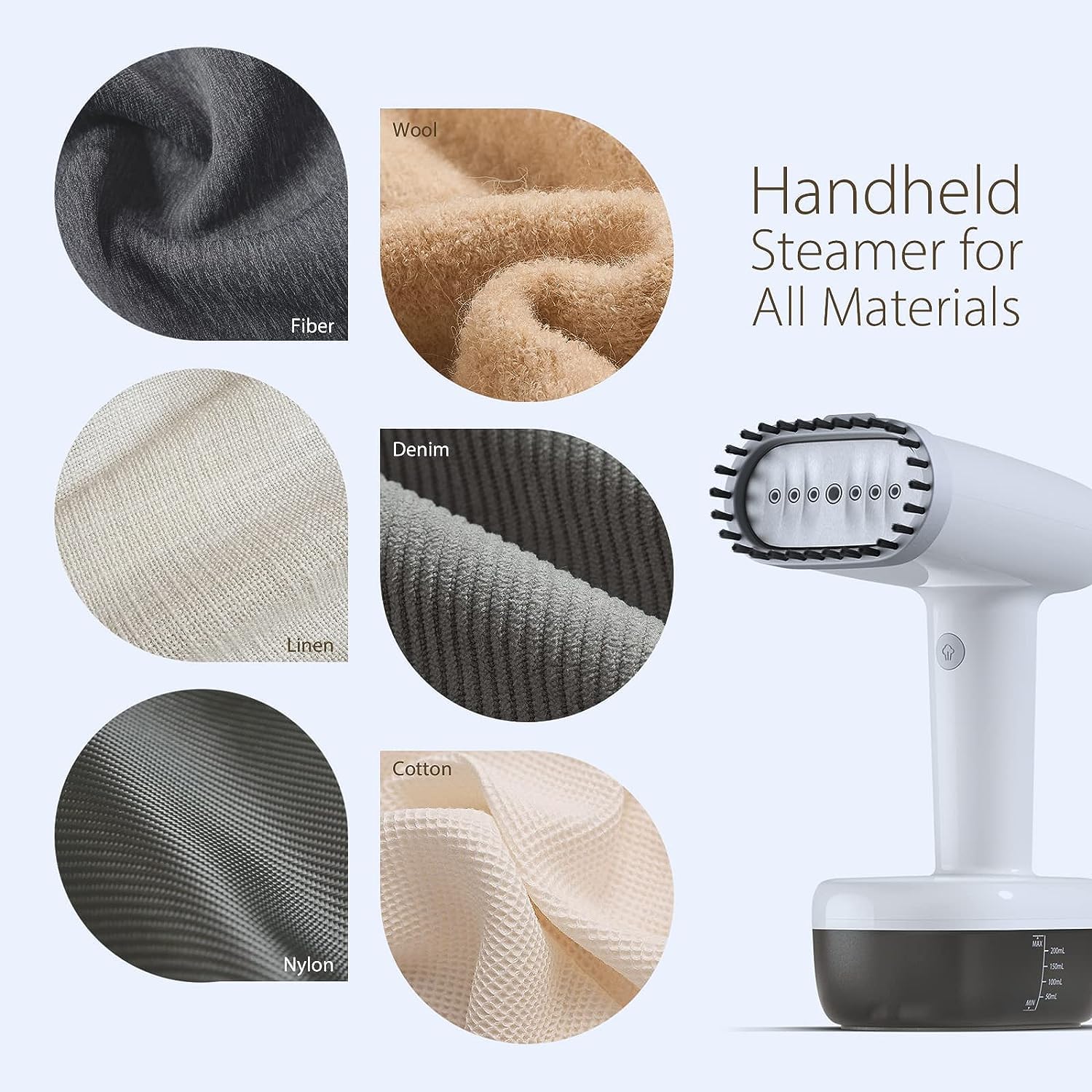 Défroisseur Vapeur 2000 W, Chauffe Rapide, Anti-Fuite, pour Vêtements, avec Débit de Vapeur de 30 G/Min, Réservoir d'eau de 260 ML et Brosse Anti-Peluches, Horizontal et Vertical (EU)