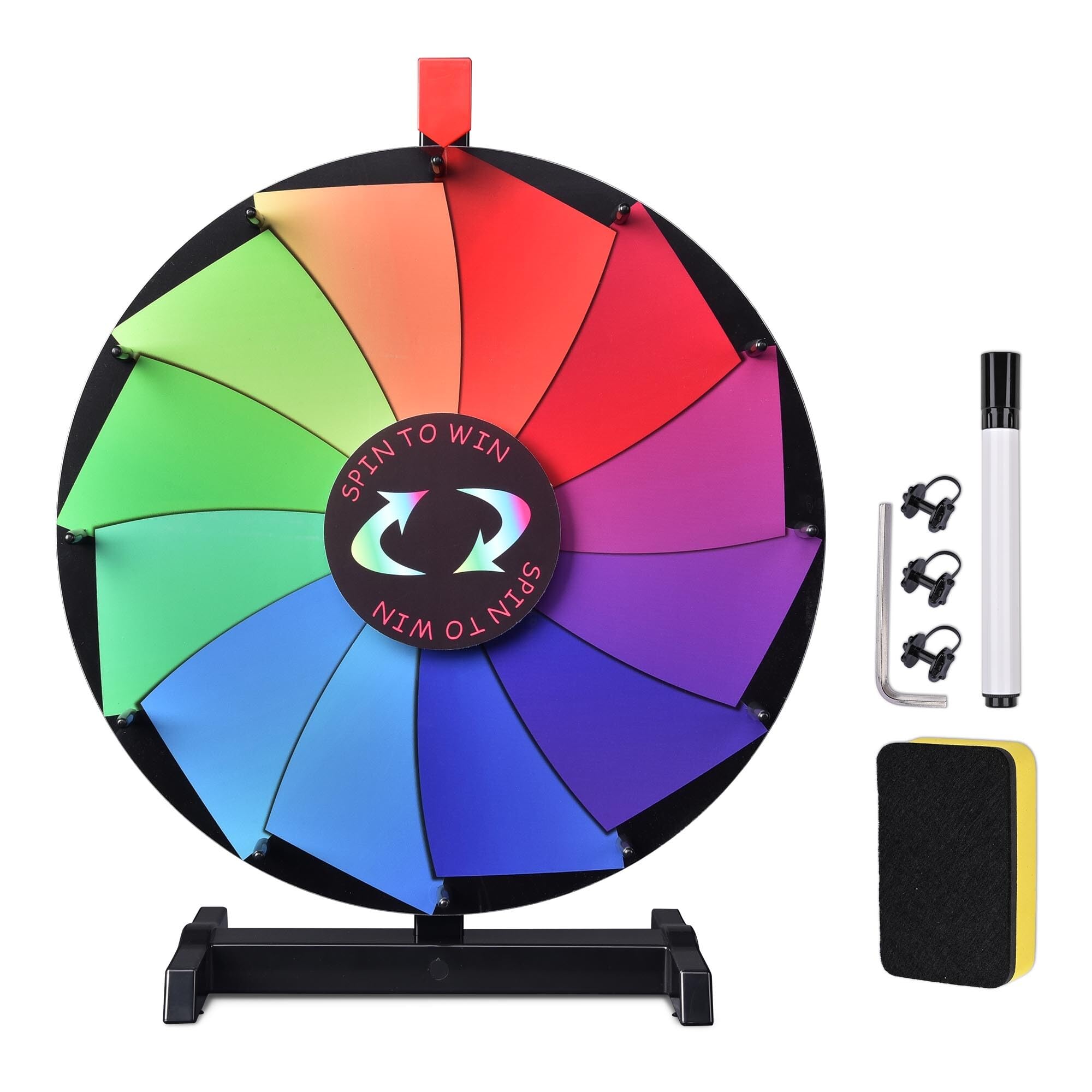 WinSpin 18" Tabletop Color Prize Wheel 12 Slots Editable Fortune Heavy Duty Spinning Wheel for Tradeshow Carnival Game Wheel, Breeze Wheel Series