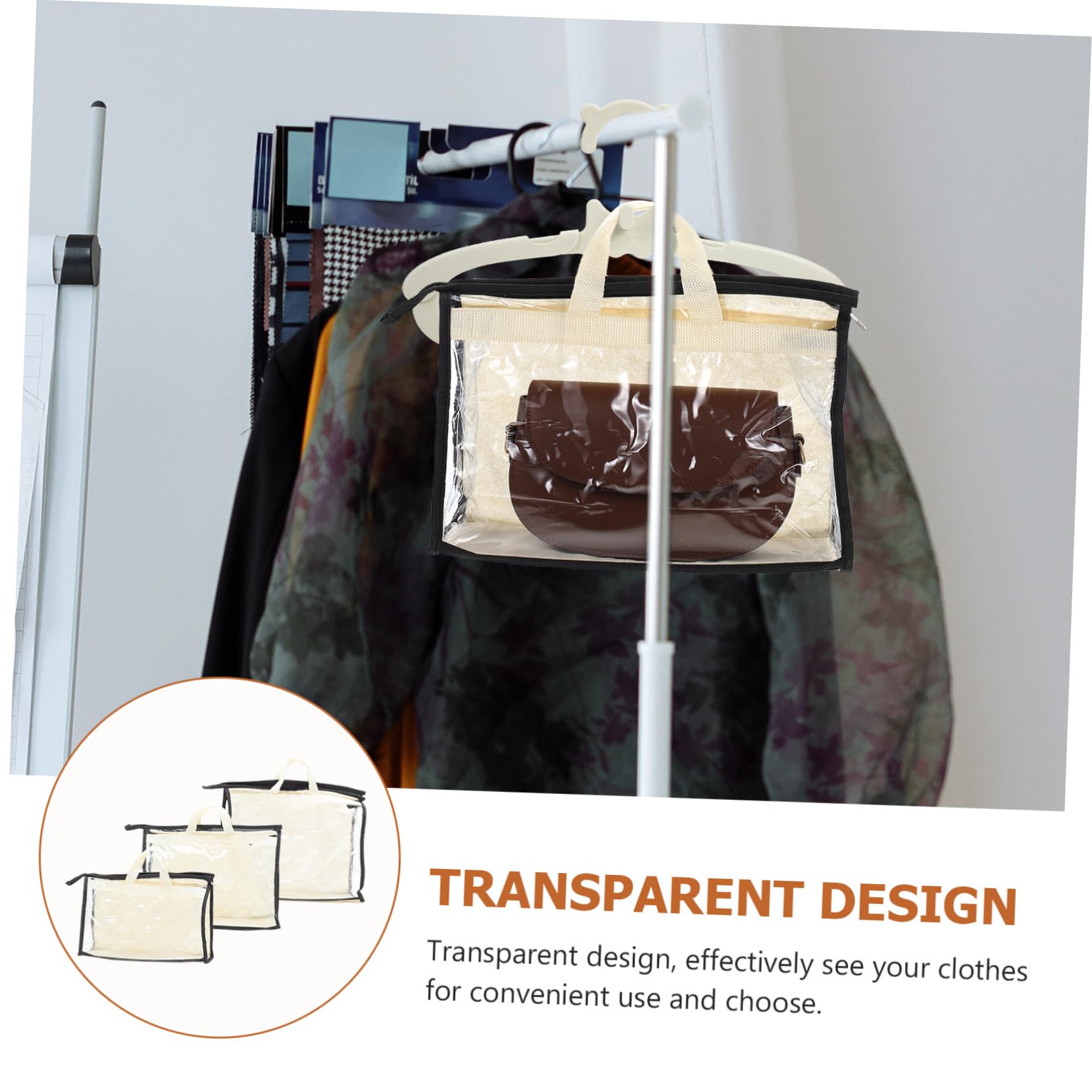 Organizador de Bolsos Colgante Transparente Pvc 15 Piezas para Armario | Diseño Transparente, Fácil de Limpiar y Portátil, para Dormitorio y Hogar, Selección Rápida en Perchas y Bolsas