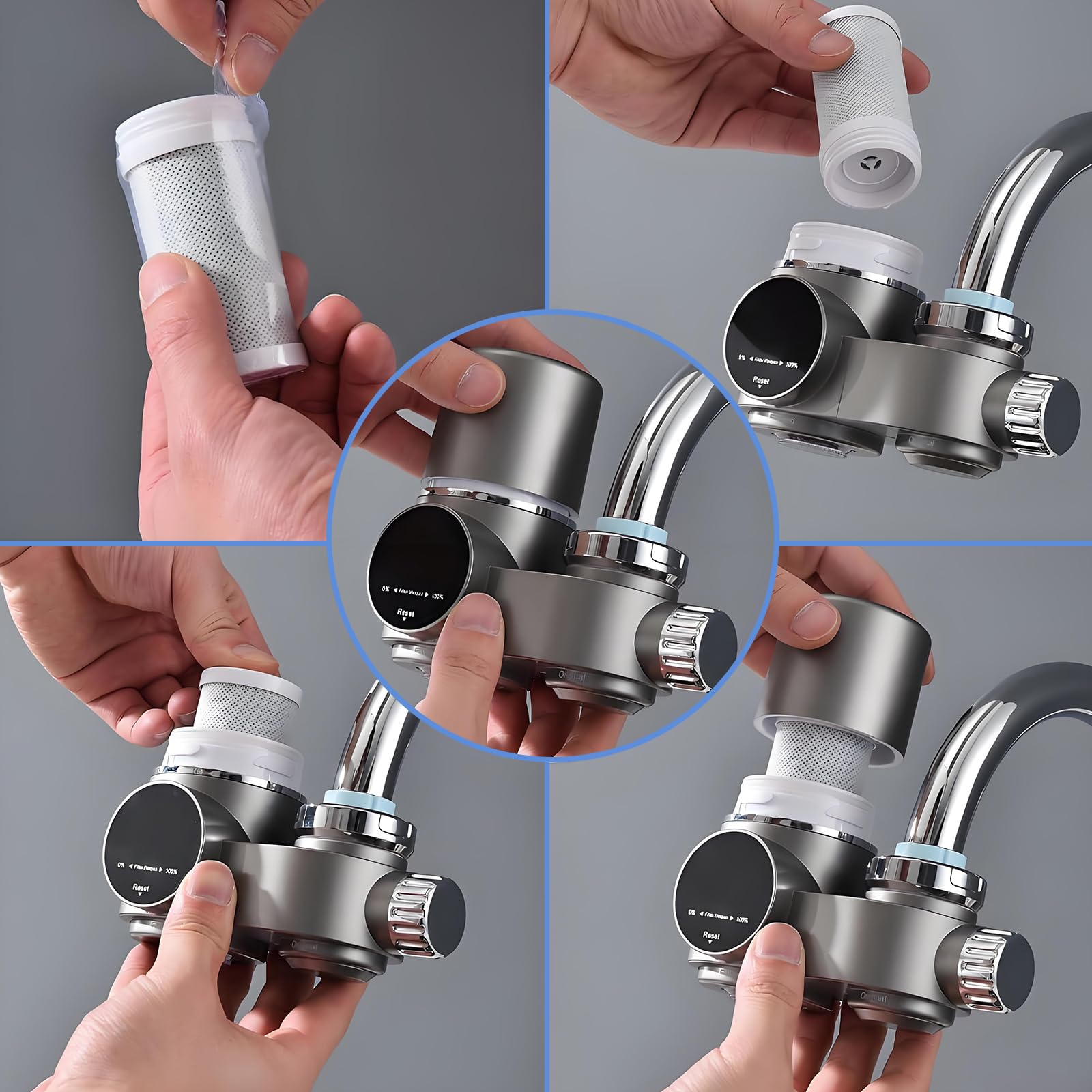 2 Stück Wasserreiniger Filterelement, Wasserfilter Wasserhahn, Filterelement Filtert Chlor, Aktivkohleblock Filterkartusche für Wasserhahn, Reduziert Chlor, Geschmack und Geruch