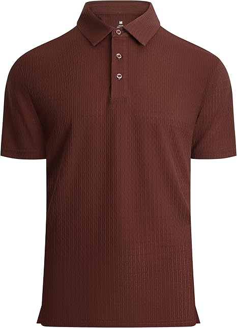 Alex Vando Mens Bubble Jacquard Polo Shirt Super Stretch Short Sleeve Polo Shirts for Men