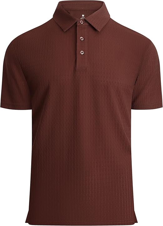 Alex Vando Mens Bubble Jacquard Polo Shirt Super Stretch Short Sleeve Polo Shirts for Men