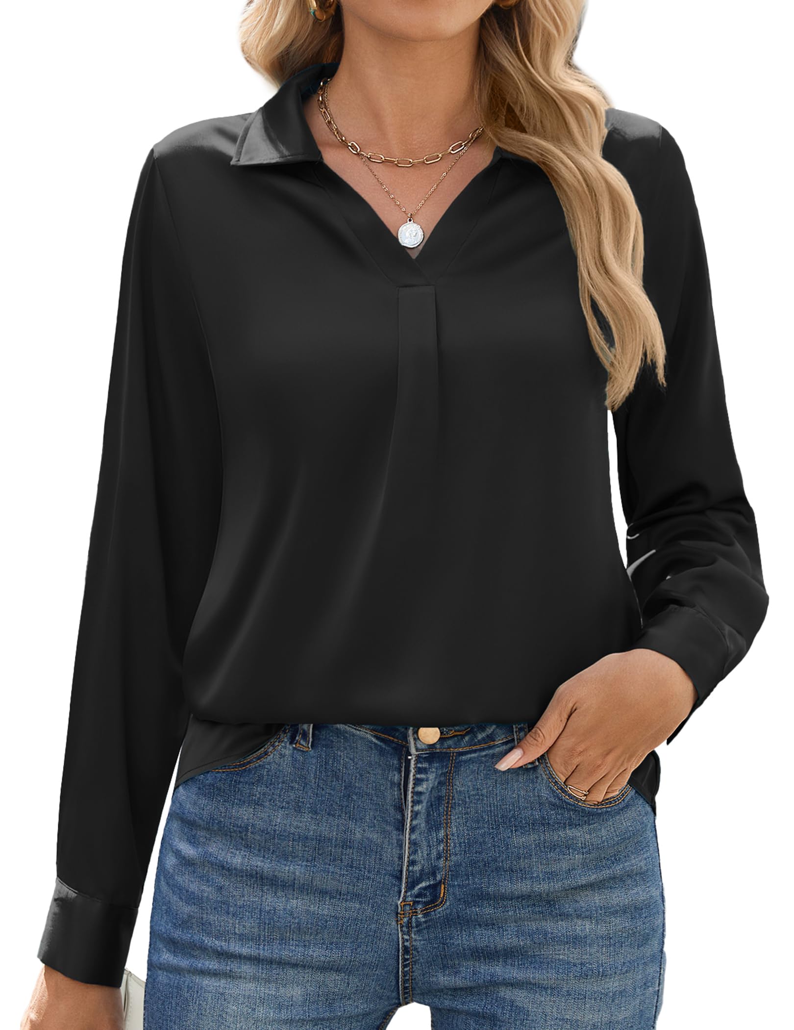 Zusss satijnen blouse donkerbruin