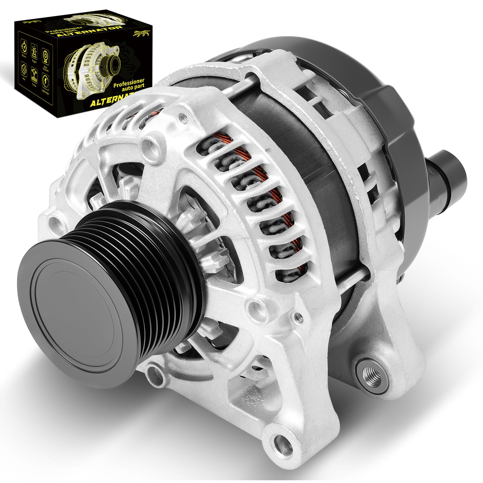 Photo 1 of Oktiger Upgraded 1.5L Alternator for Honda Accord Ex Exl Lx Sport 2018-2022, Crv Ex/Exl/Lx/Touring 2017-2023, Civic 2018-2023, L4 12V 135Amp CW 7-Groove Clutch Pulley, OE 31100-5PA-A01