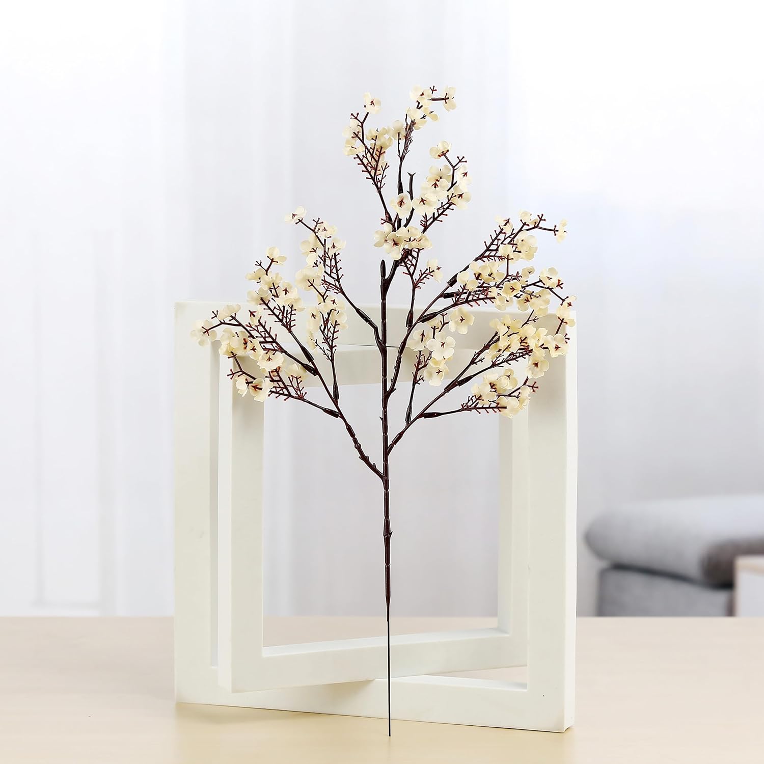 JAKY-Global Babys Breath Fabric Cloth Artificial Flowers 6 Bundle European Fake Silk Plants Decor Wedding Party Decoration Bouquets Real Touch DIY Home Garden (Champagne) - Image 4