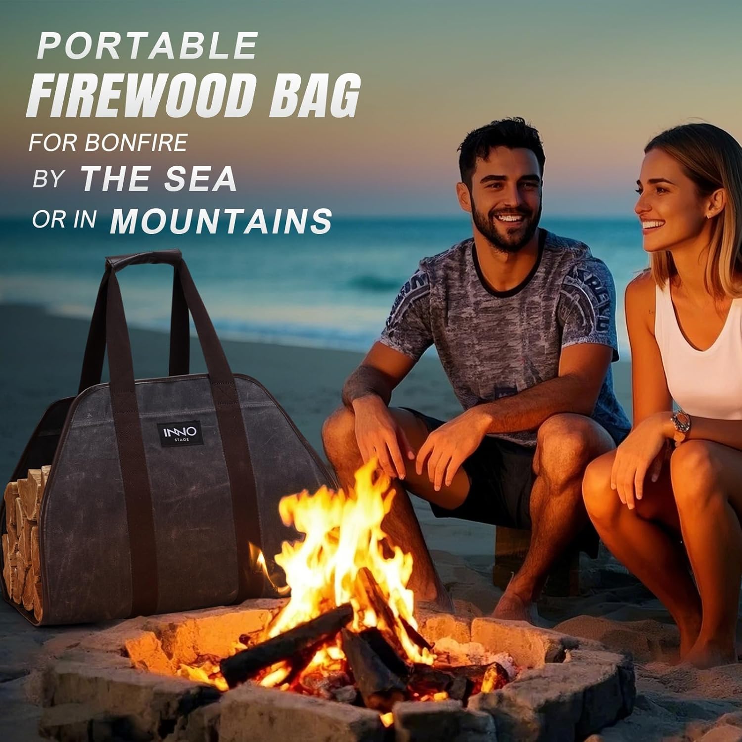 INNO STAGE Canvas Wood Carriers Log Tote Bag,40"X19" Firewood Holder,Fireplace Wood Stove Accessories - Image 7