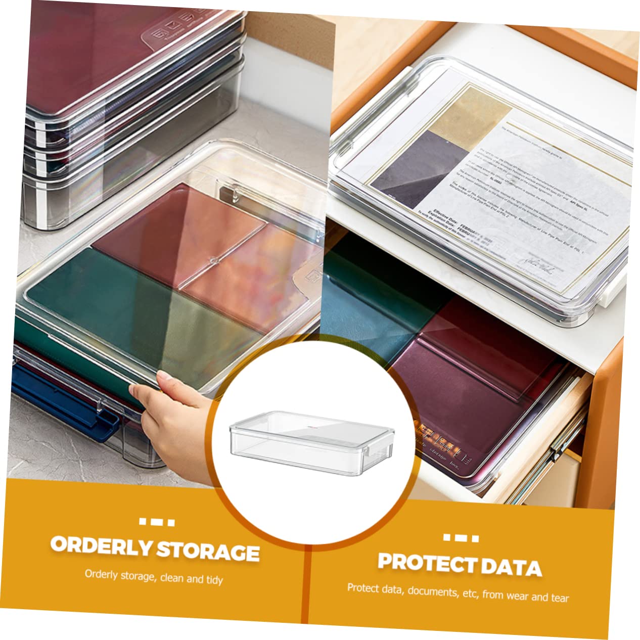 SHINEOFI Caja de Clasificación de Archivos Organizador de Documentos para Oficina Archivador Apilable Transparente Contenedor de Papel de Escritorio Caja de Almacenamiento Apilable
