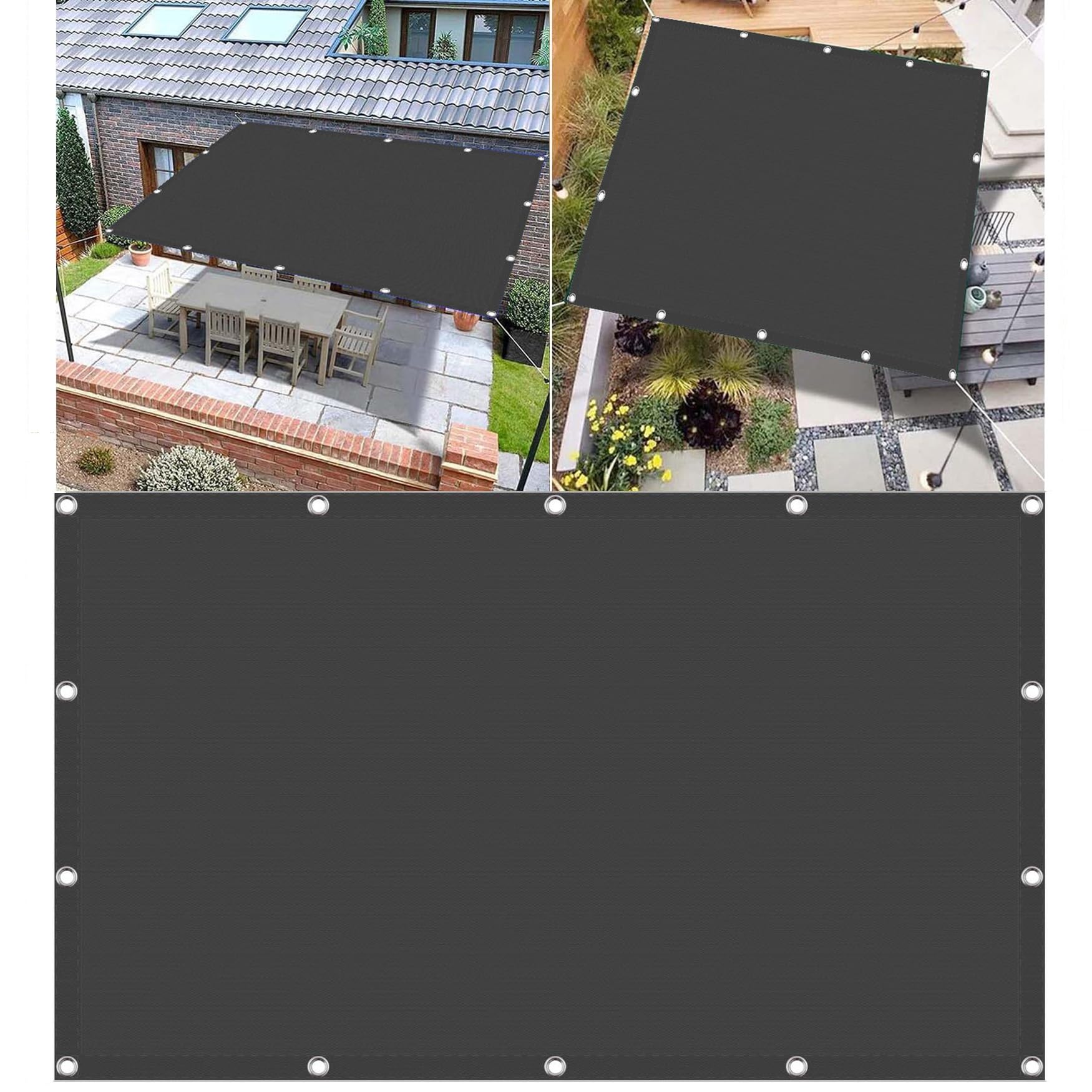 Toldo de patio y piscina gris oscuro 4,5x9m con ojales reforzados