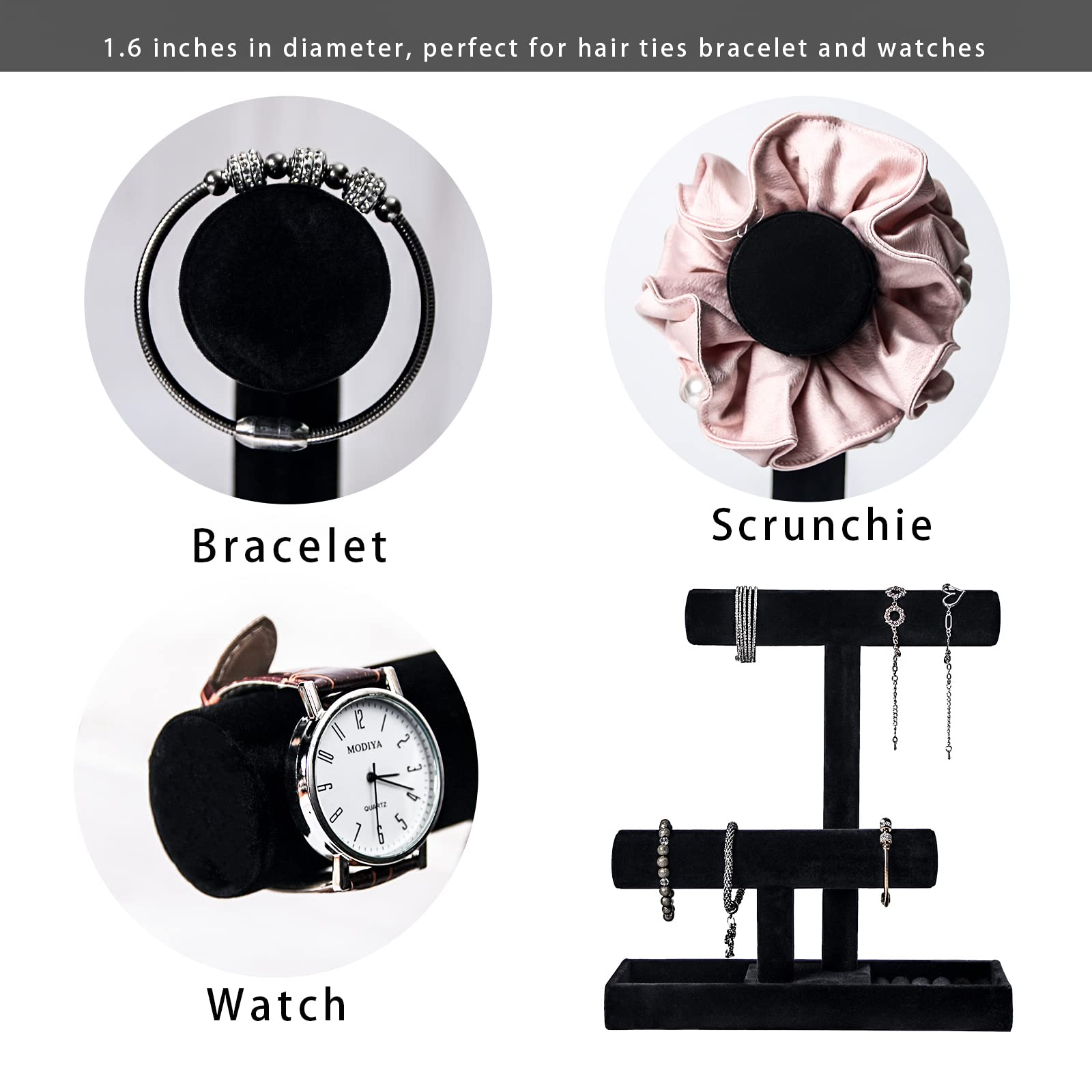 Supporto Per Gioielli Con Vassoio - Espositore Per Collane, Bracciali, Anelli E Orecchini, Velluto Nero