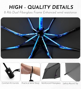 Travel Windproof Umbrella for rain Compact Small Travel size QuickDry