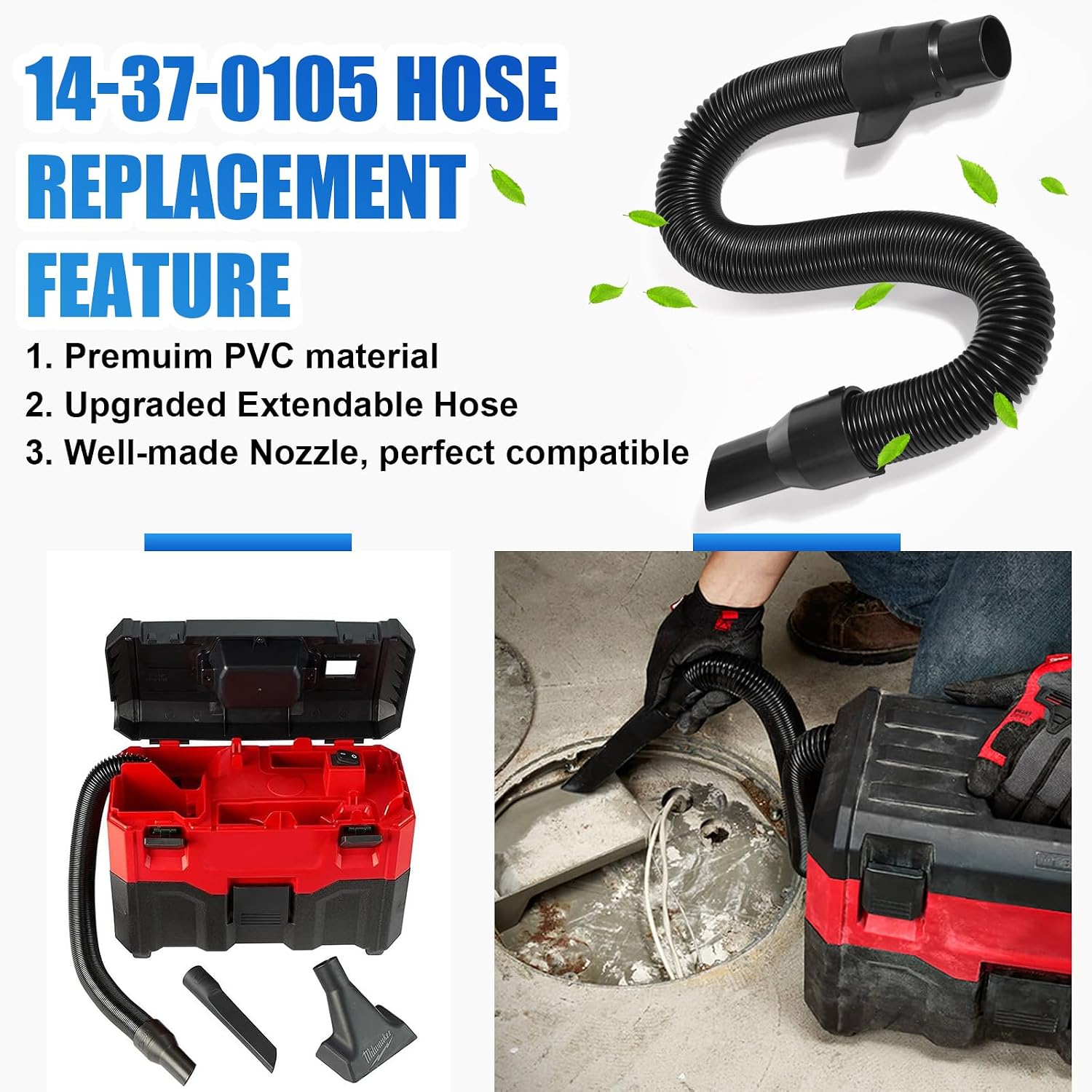 14-37-0105 Vacuum Hose for Milwaukee M18 Vacuum 0780-20 0880-20