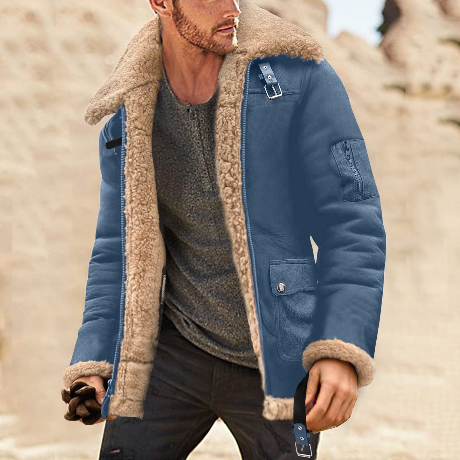 Abrigo cálido de los hombres con cuello alto chaqueta con forro de lana sintética Chaquetas de invierno para hombre abrigo de transición Chaquetas Ropa deportiva