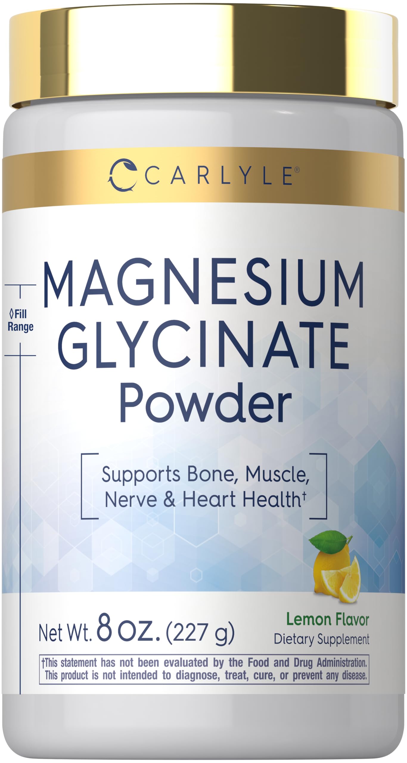 Carlyle Magnesium Glycinate | 8 oz Powder | Lemon Flavor