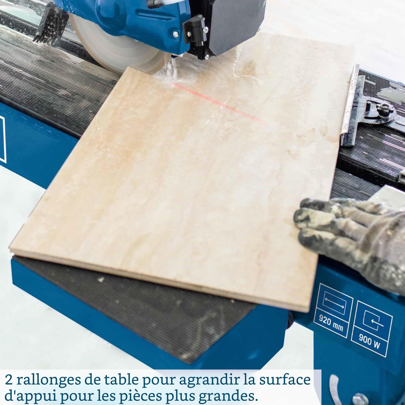 Scheppach Coupe-carrelage FS3600 | 900W | Hauteur de coupe 36mm | Disque de coupe Ø 200mm | Dimensions de la table 1290 x 400mm | Tête de coupe pivotante | Fonction plongée | Réservoir d'eau 30L