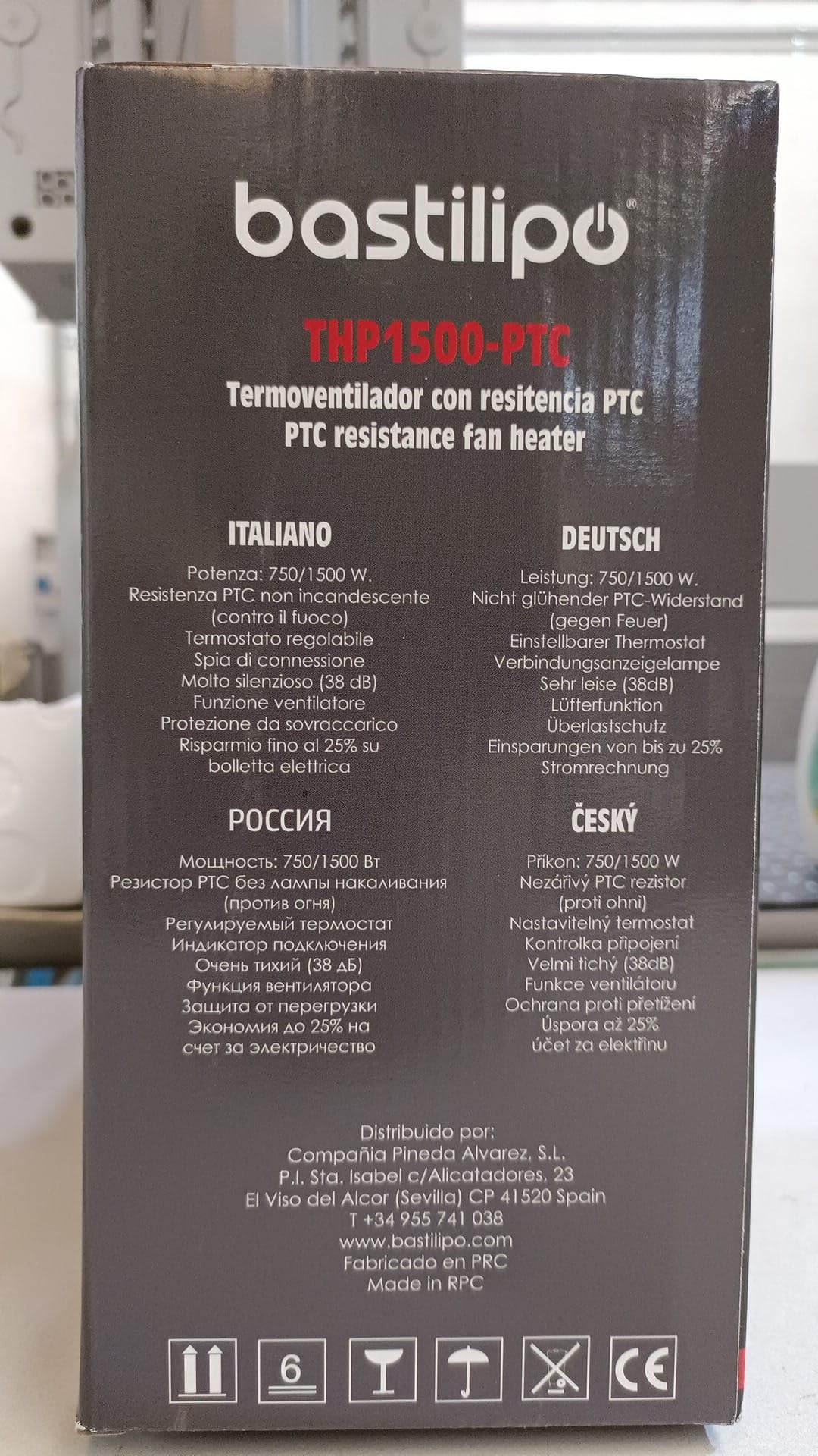 Bastilipo 2505 Bastilipo-THP-1500-PTC-Termowentylator o niskim poborze mocy 1500 W i regulowany termostat