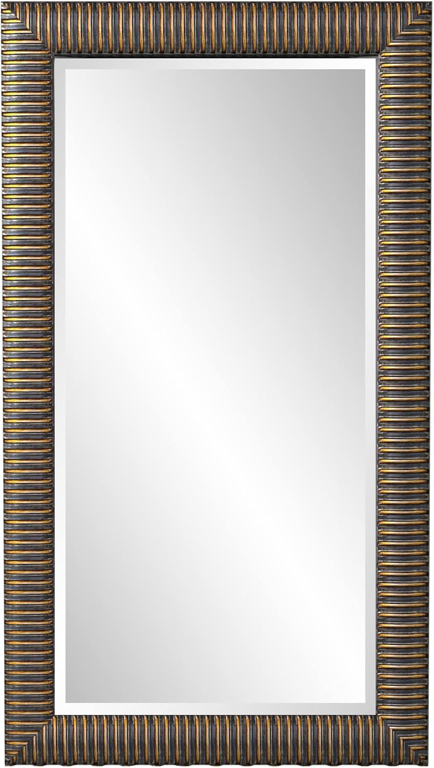 Howard Elliott Collection Alexander Leaning & Standing Full Length Oversized Mirror, Traditional Antique Bronze Wall Mounted Floor Mirror with Wood Frame, for Home, Living Room & Bedroom, 82 x 46 Inch
