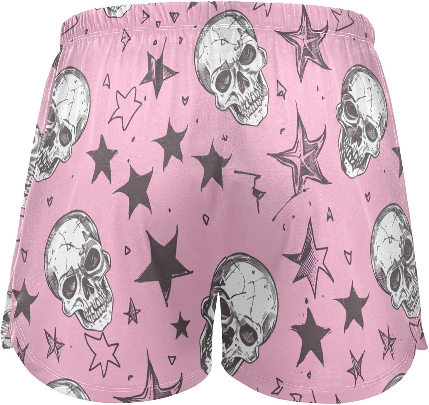 Women's Pajama Shorts Halloween Skull Heart Star Pink Sleepwear Lounge Sleep Bottom with Pockets S-XXL