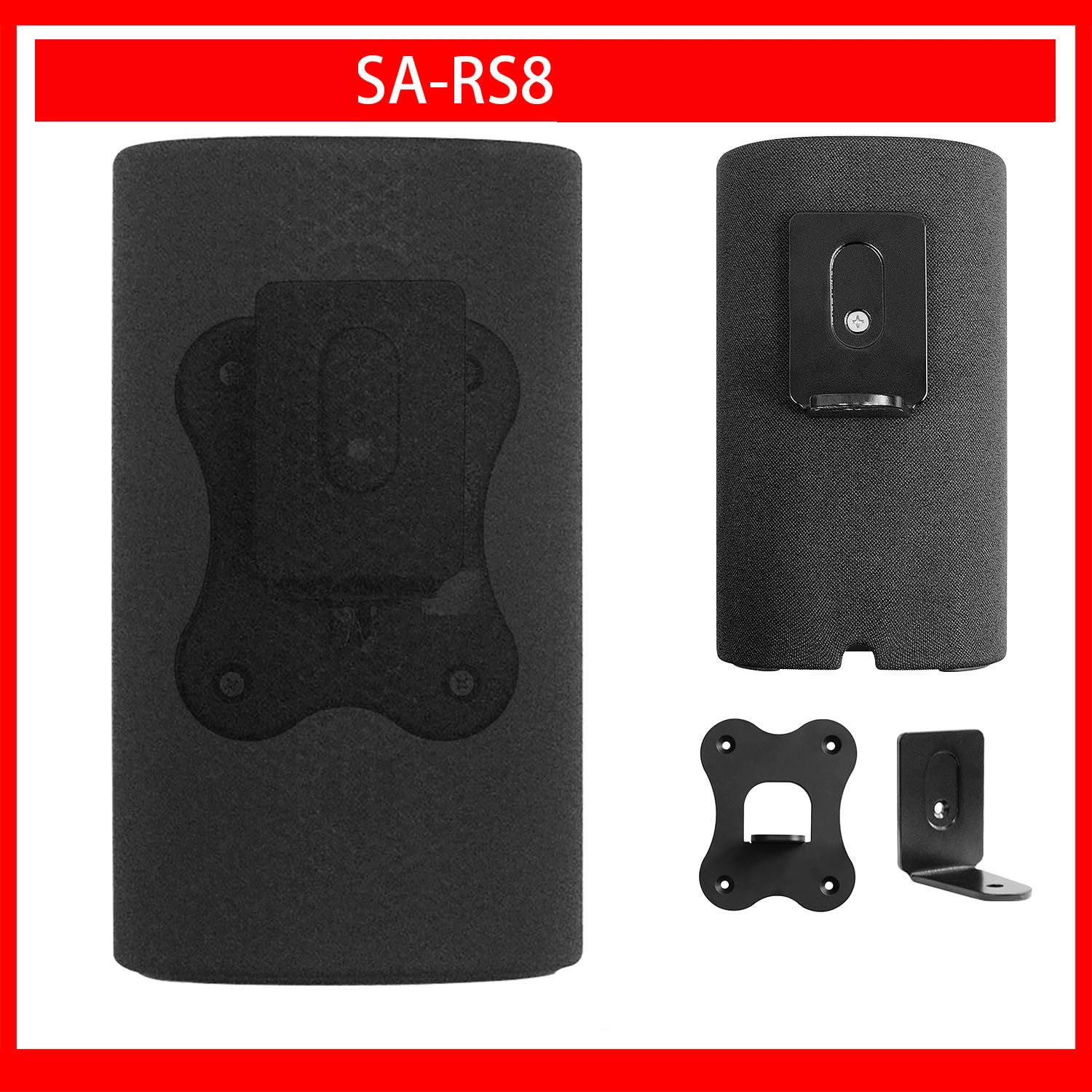 Supporto da parete compatibile con Sony SA-RS8, supporto da parete SA-RS8, supporto in metallo, accessori (nero), 1 pezzo