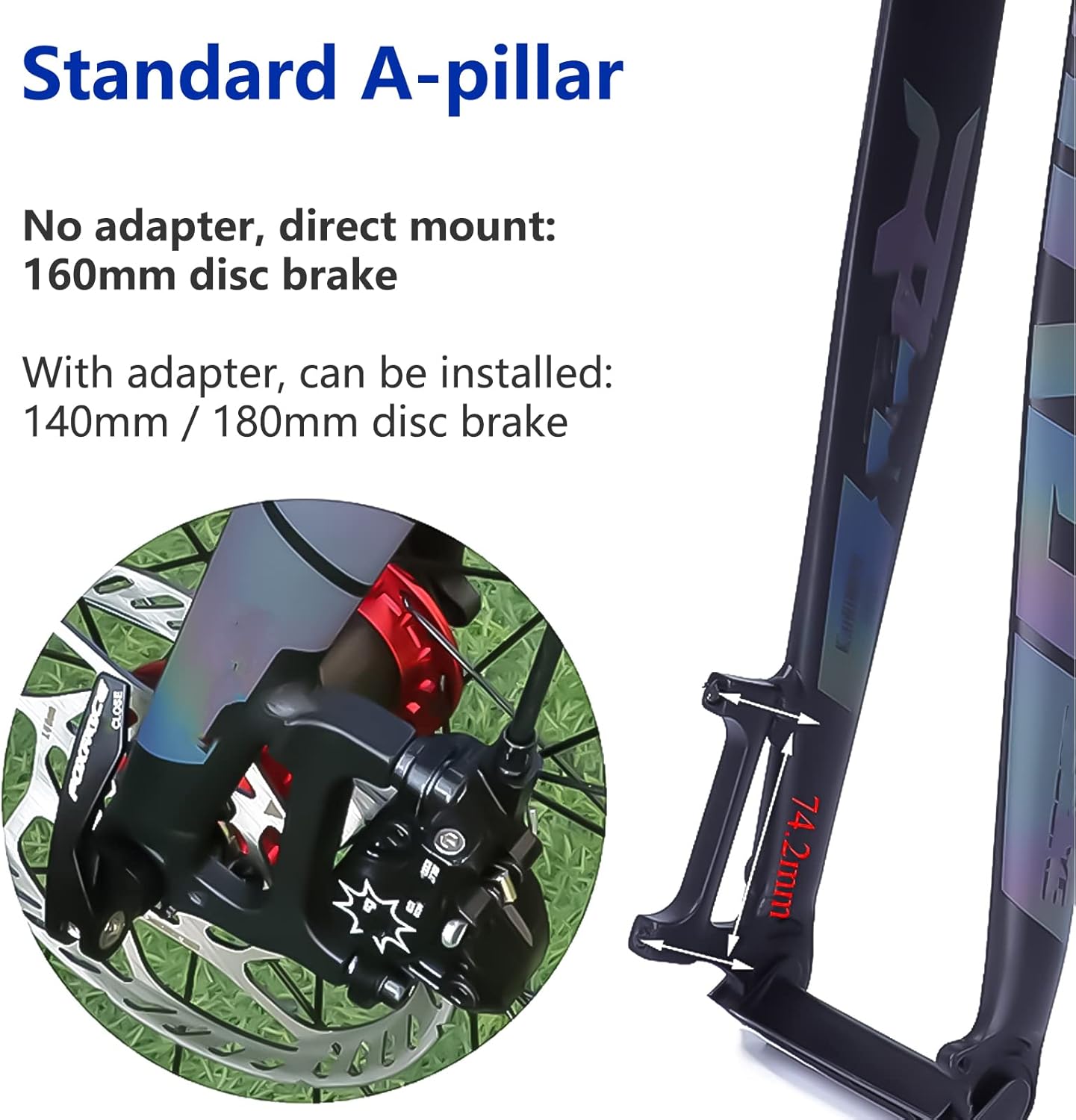 Bicycle Rigid Fork, High Strength Aluminum Alloy Mountain Bike Forks 26/27.5/29 inch Straight Tube Bike Front Fork Cycling Accessories