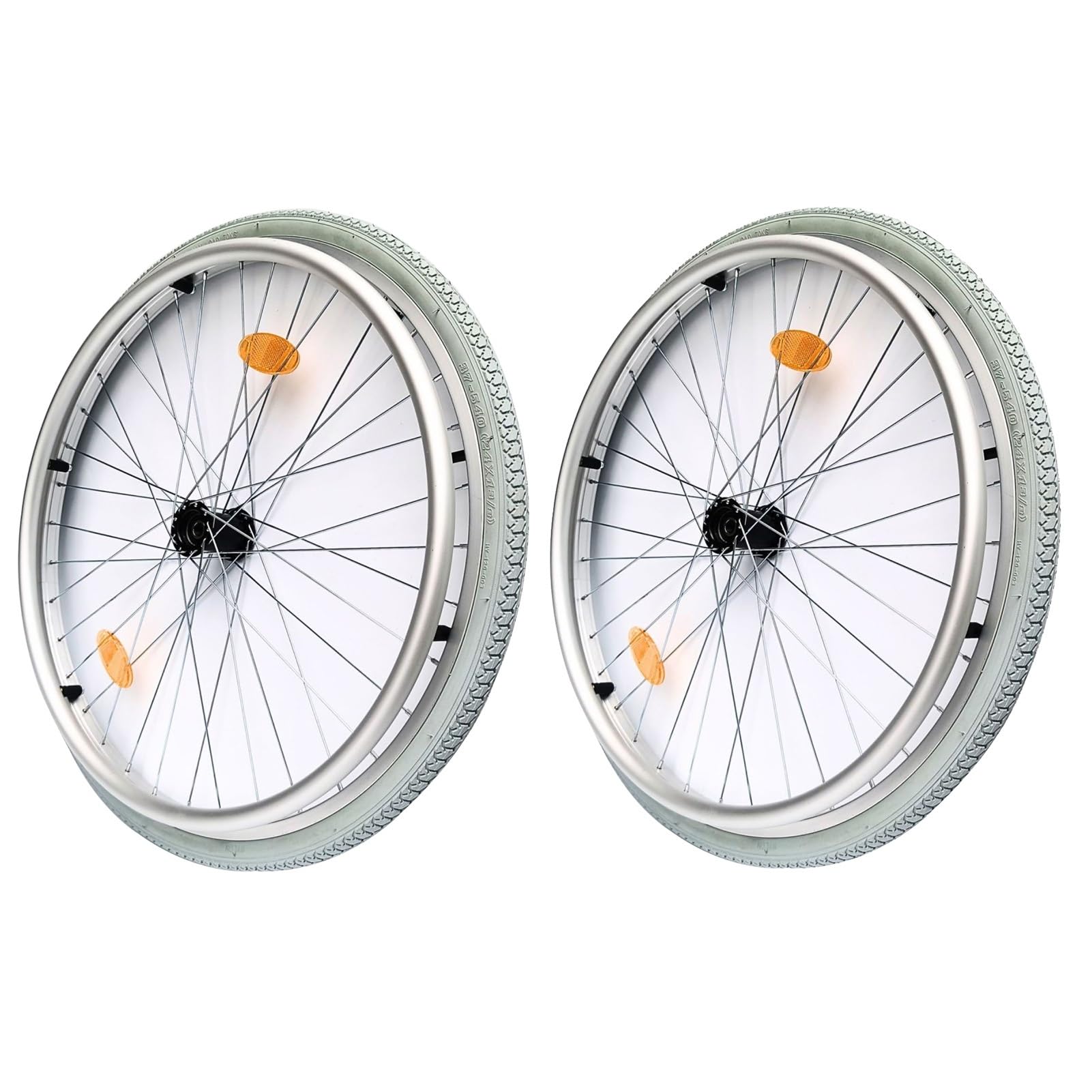 Rueda Trasera para Silla de Ruedas de 24", llanta Neumática de 24 x 1 3/8", Rueda de Repuesto para Silla de Ruedas Manual con Rodamiento y aro, Rueda de radios de Aluminio