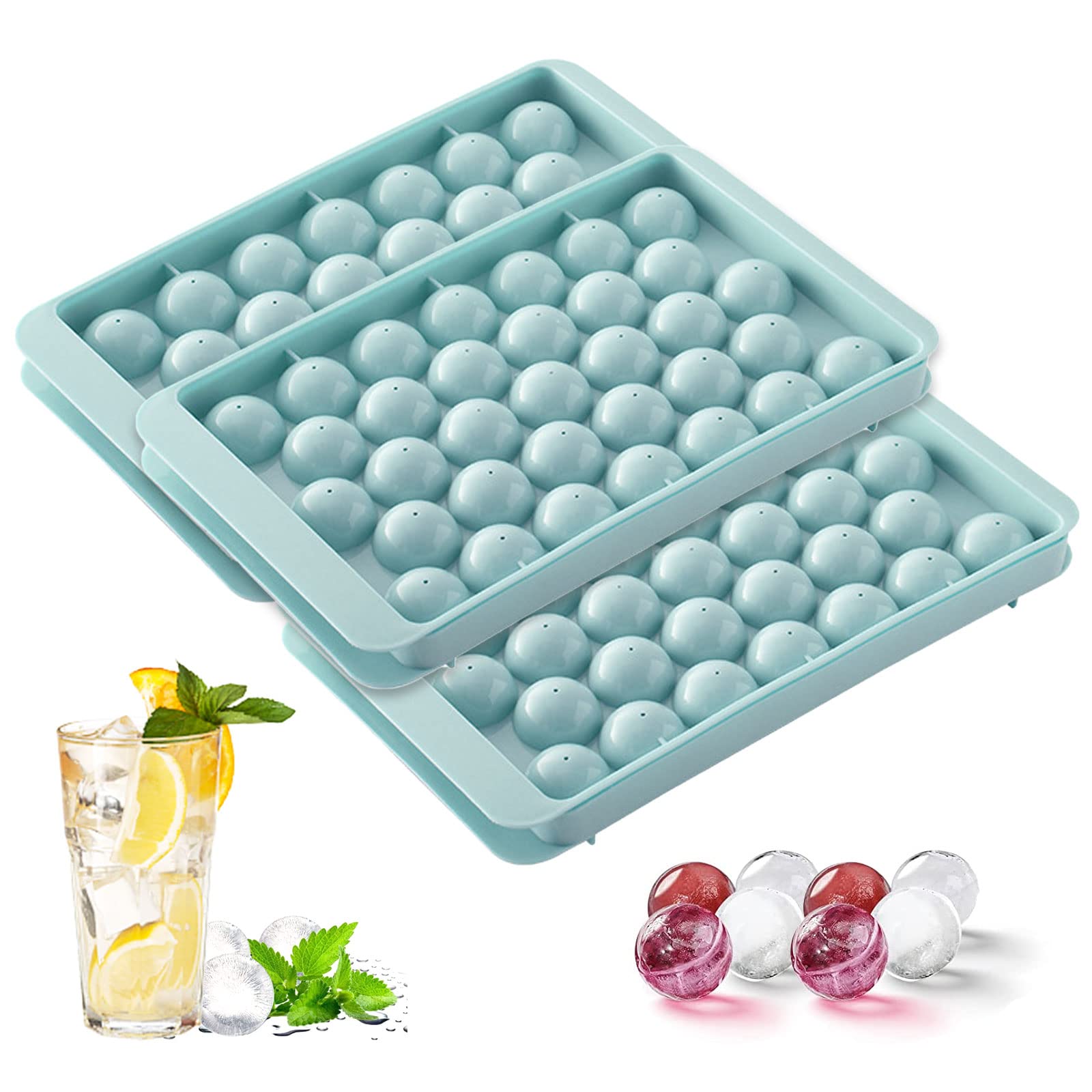 Photo 1 of 3 Pack Ice Cube Trays,99 x 1.06in Round Ice Trays for Freezer with Lid,Mini Circle Ice Cube Balls Maker,Sphere Ice Cube Tray Making for Chilling Drinks Coffee Juice Cocktail Whiskey Tea 3pcs Mini Circle Ice Cube