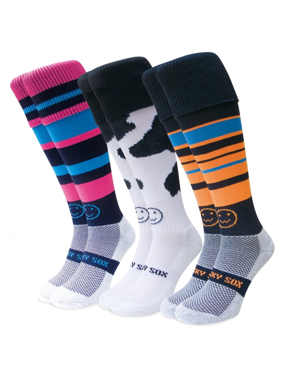 WackySox Original Hoops 3 Pairs Saver Pack Knee Length Sports Socks, Rugby Socks, Hockey Socks