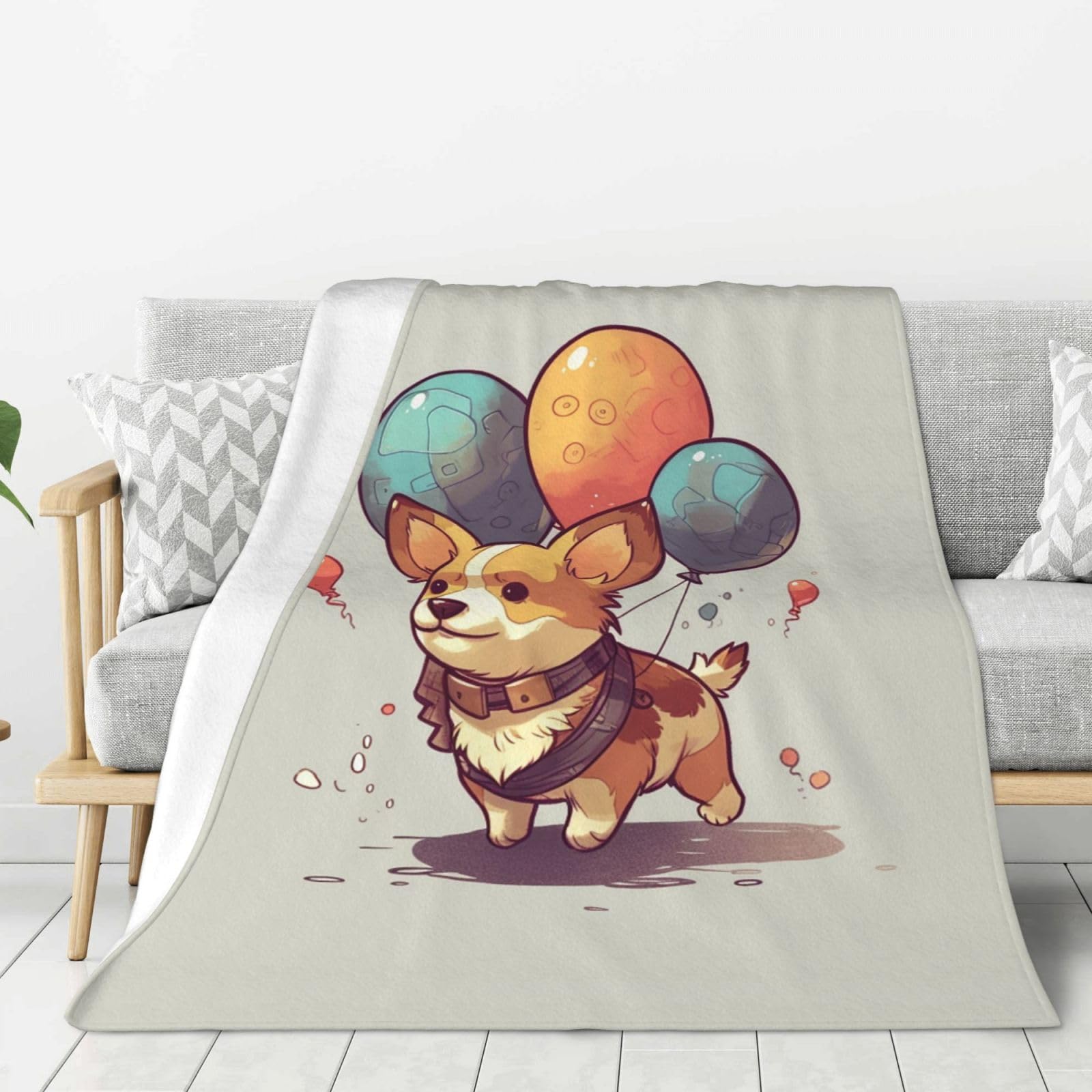 Couverture corgi en peluche douce pour vos soirées sur le canapé