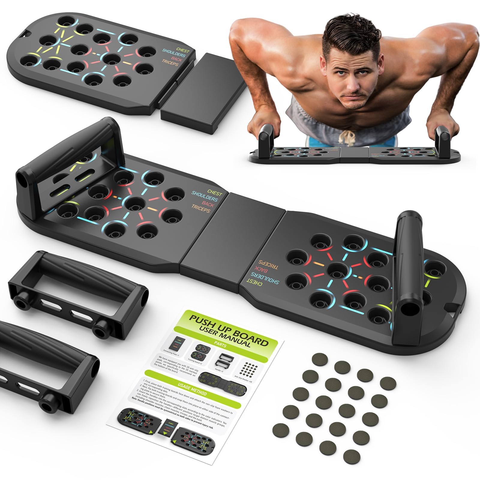 Push Up Board Fitness, Workout Home Gym Equipment, 20 in 1 Exercise Press Up Board for Floor, Exercise the Muscle of the Upper Body Shoulders,Chest,Back and Triceps Strength Training Equipment for Men