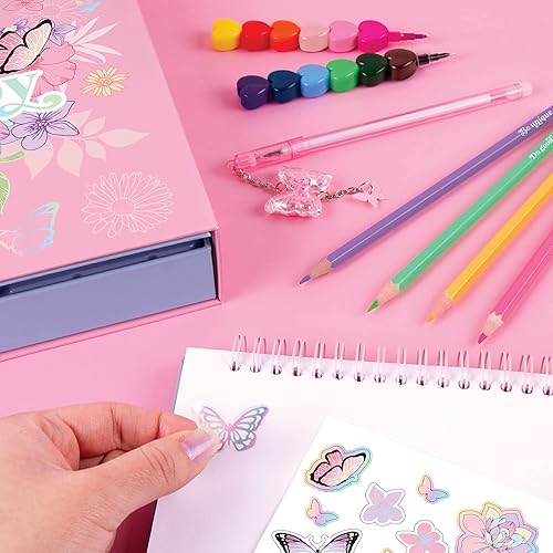 Miniatura 7 de 3C4G Make It Real - Cuaderno de bocetos y kit de dibujo de mariposas, juego de arte para niños y adolescentes con lápices de colores, lápices de